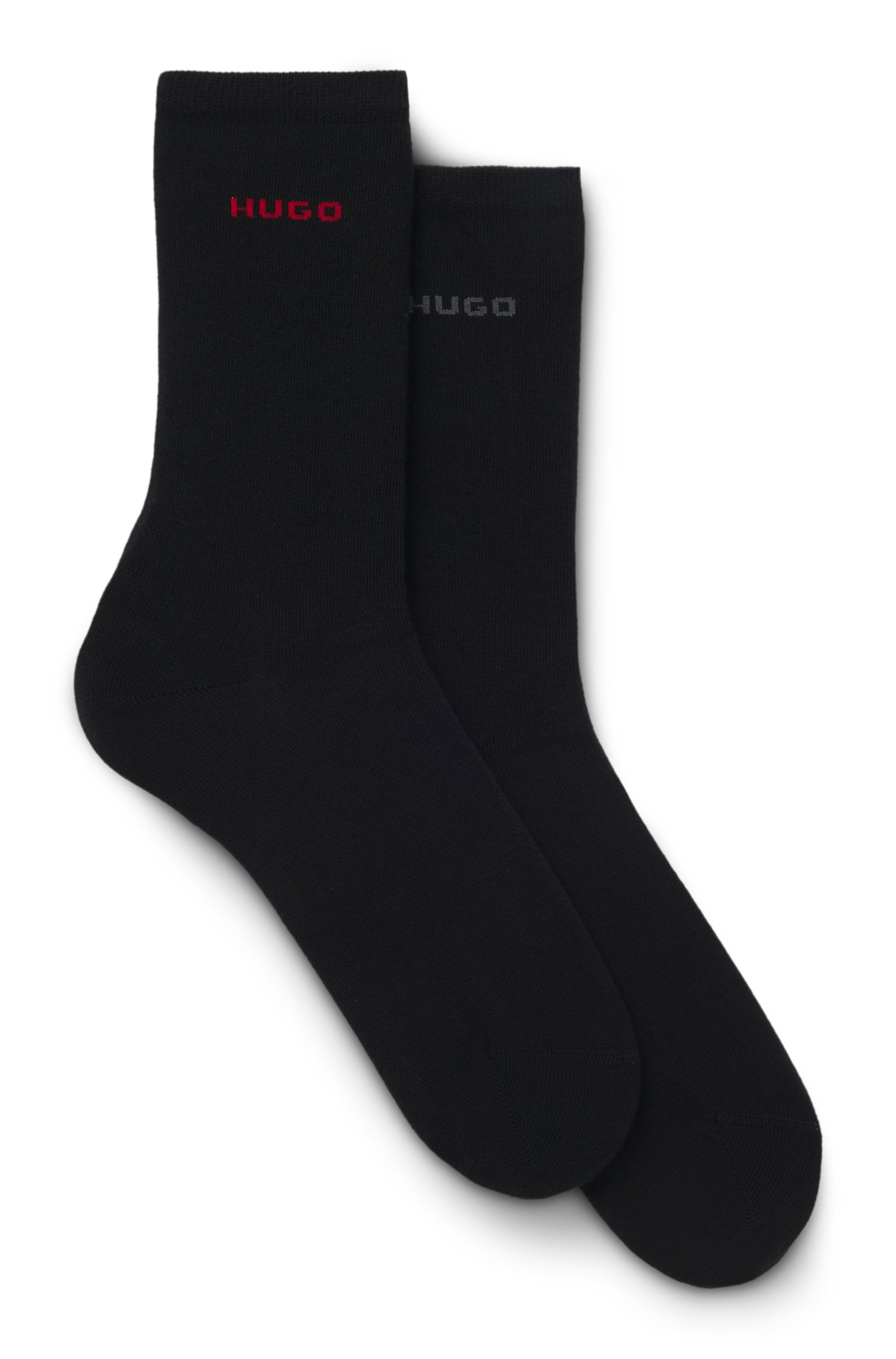 HUGO Socken RS UNI LOGO (2-Paar) mittelhoh, aus Baumwoll-Mix mit Logos