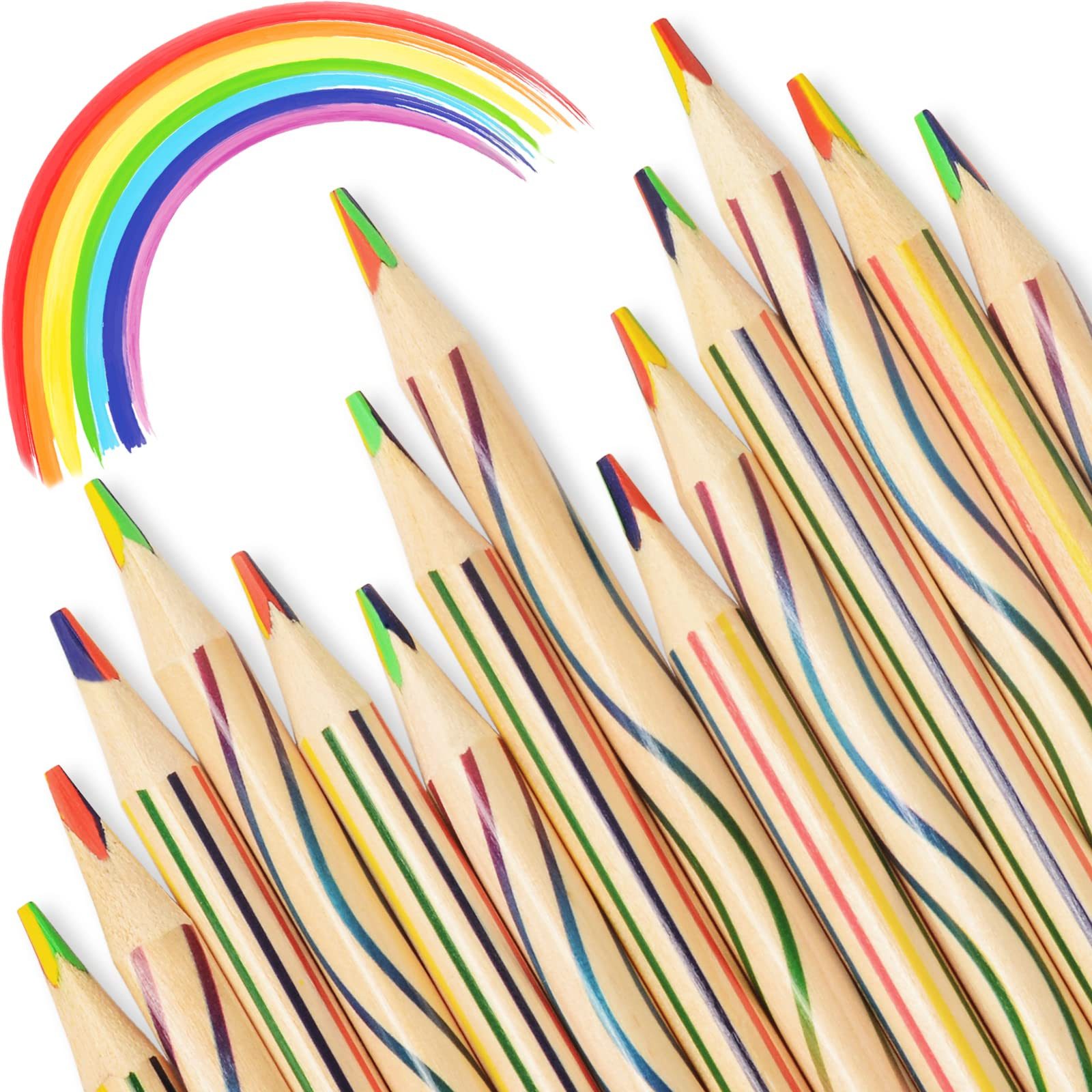 FOUORTUNATE-BEE Buntstift 12 Regenbogen Buntstifte 7-in-1 Farbstifte für Schule und Malspaß, (12-tlg), Geschenk für Kinder Geburtstag Schule Party Mitgebsel Kreativset
