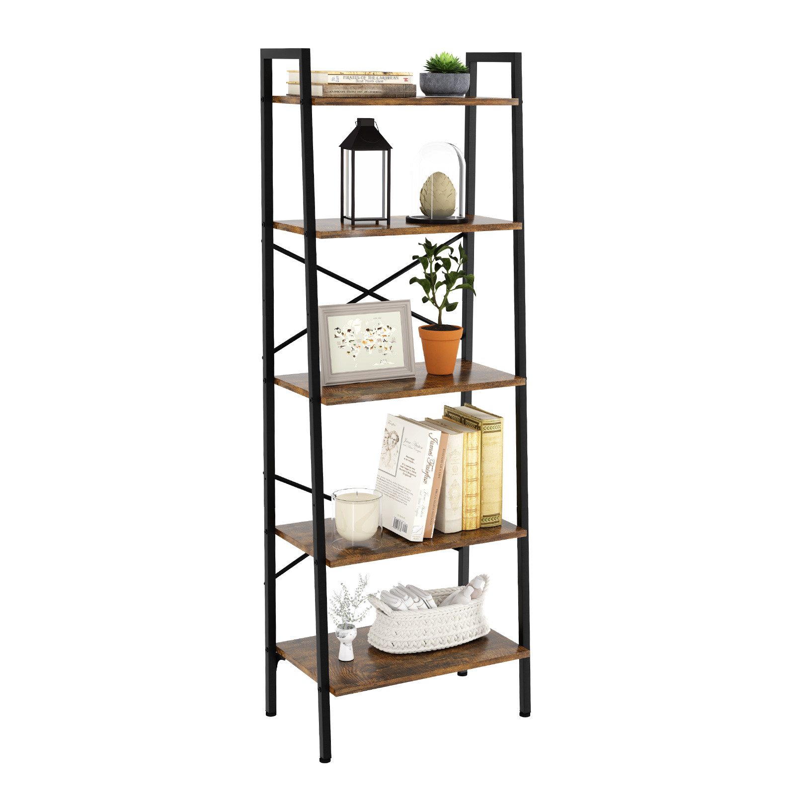 Oak&Tea Bücherregal Regal 5 Ebenen, Leiterregal günstig online kaufen
