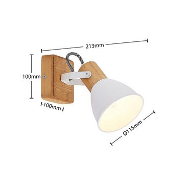 Lindby Strahler Merela, Skandinavisch, Metall, Kiefernholz, holz hell, weiß, 1 flammig, E14