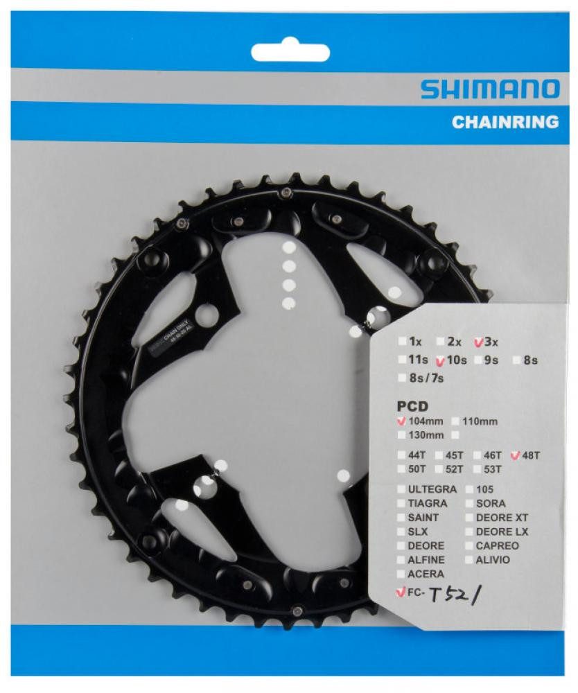 Shimano Kettenschaltung Shimano Kettenblatt 48 Zähne 4-Loch 104 LK KS schwarz FC-T521