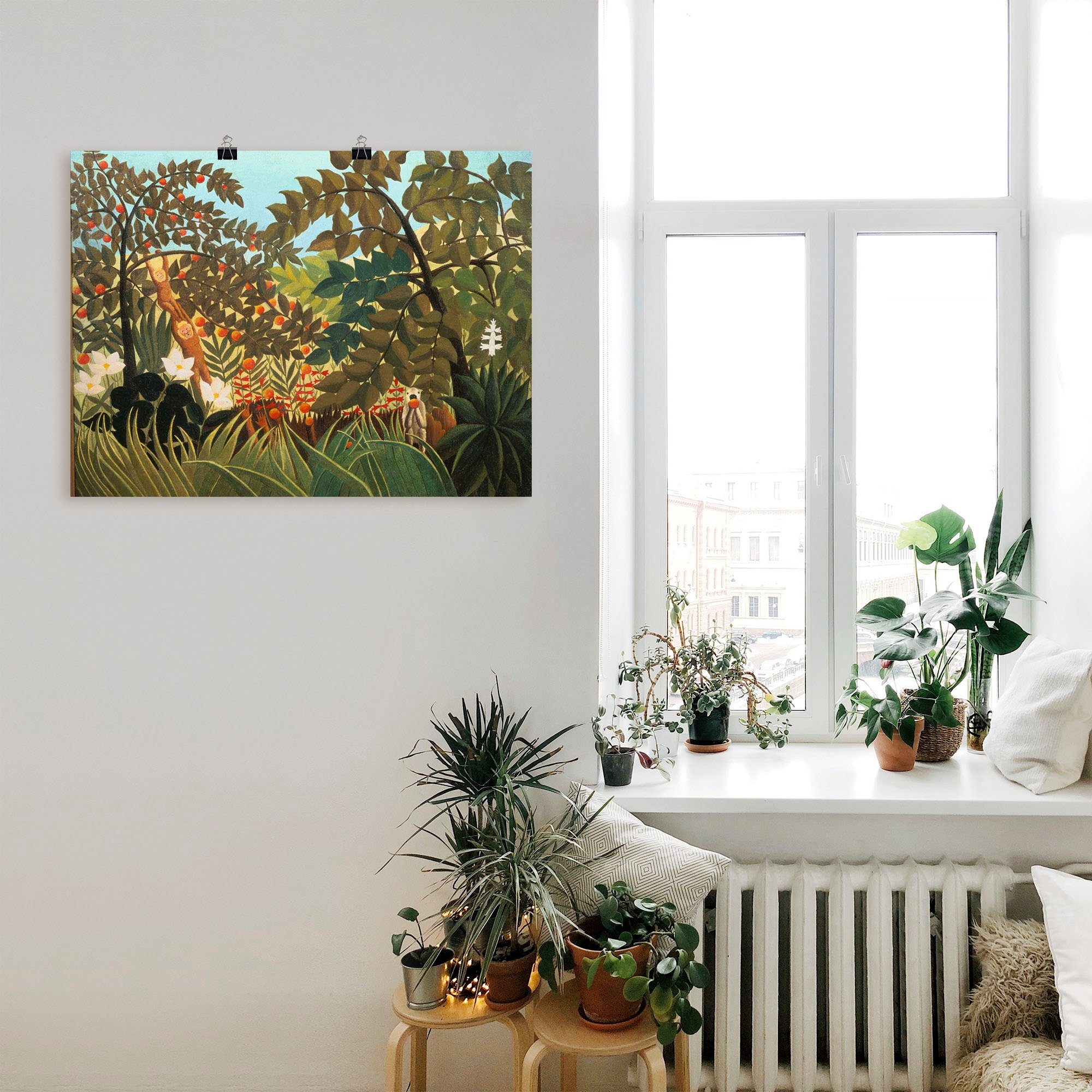 Artland (1 Poster Leinwandbild, oder Pflanzen Affen, Wandaufkleber Exotische Alubild, mit in Landschaft versch. Wandbild Größen als St),