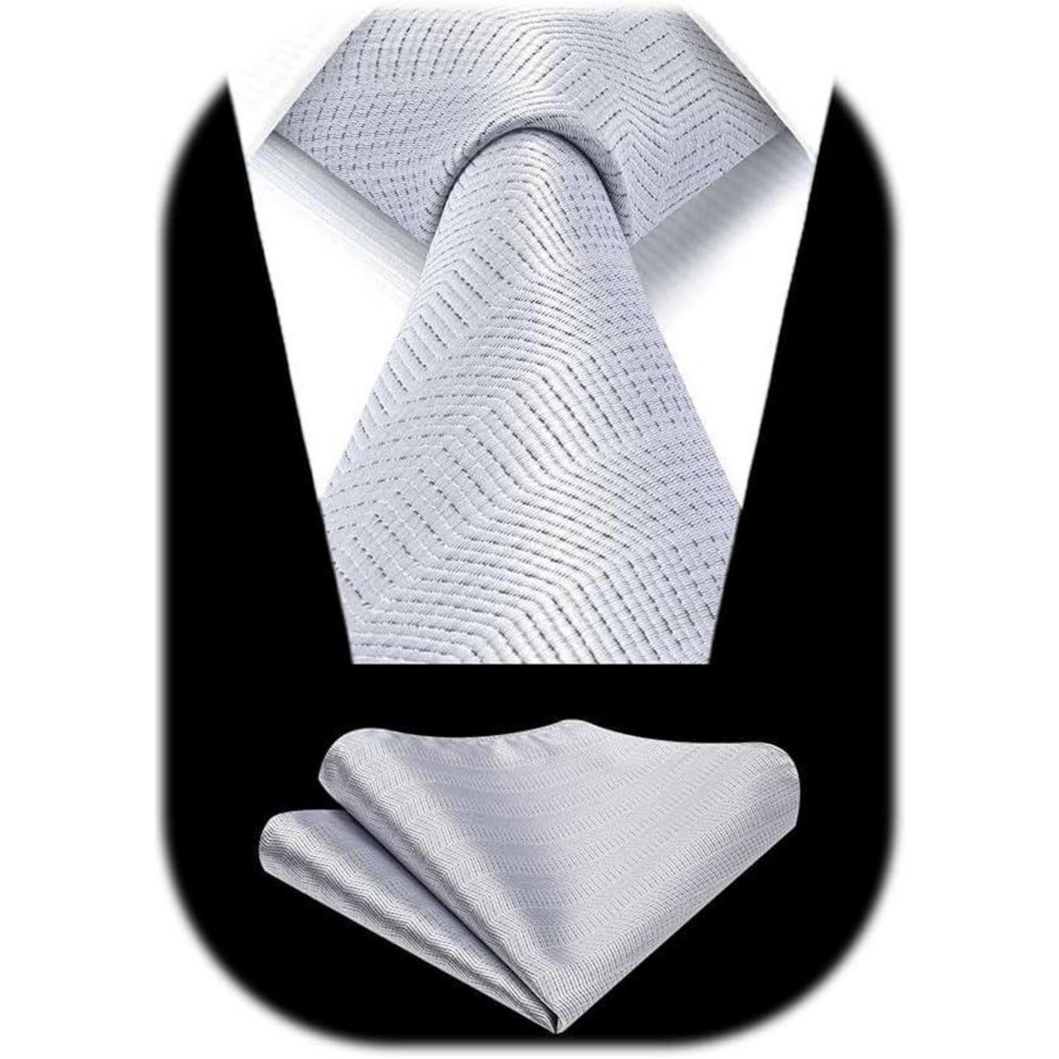 LuxusKollektion Krawatte Krawatte Einstecktuch Set Herren Hochzeit Einheitsgröße silbergrau