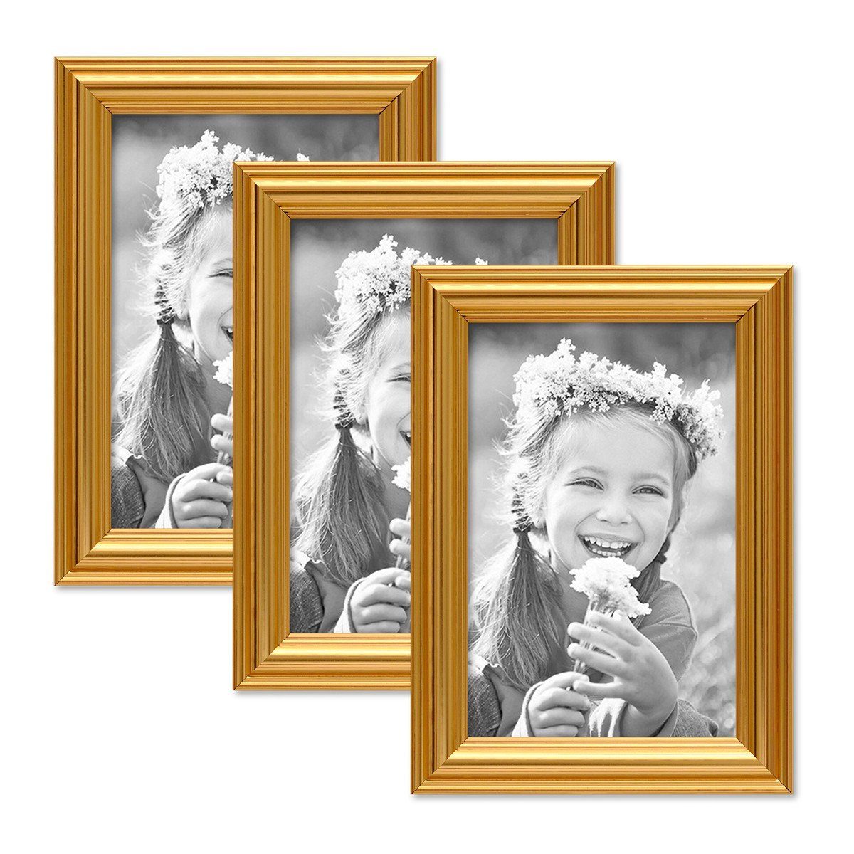 PHOTOLINI Рамки 3er Set Kunststoff-Rahmen im eleganten Barock-Stil