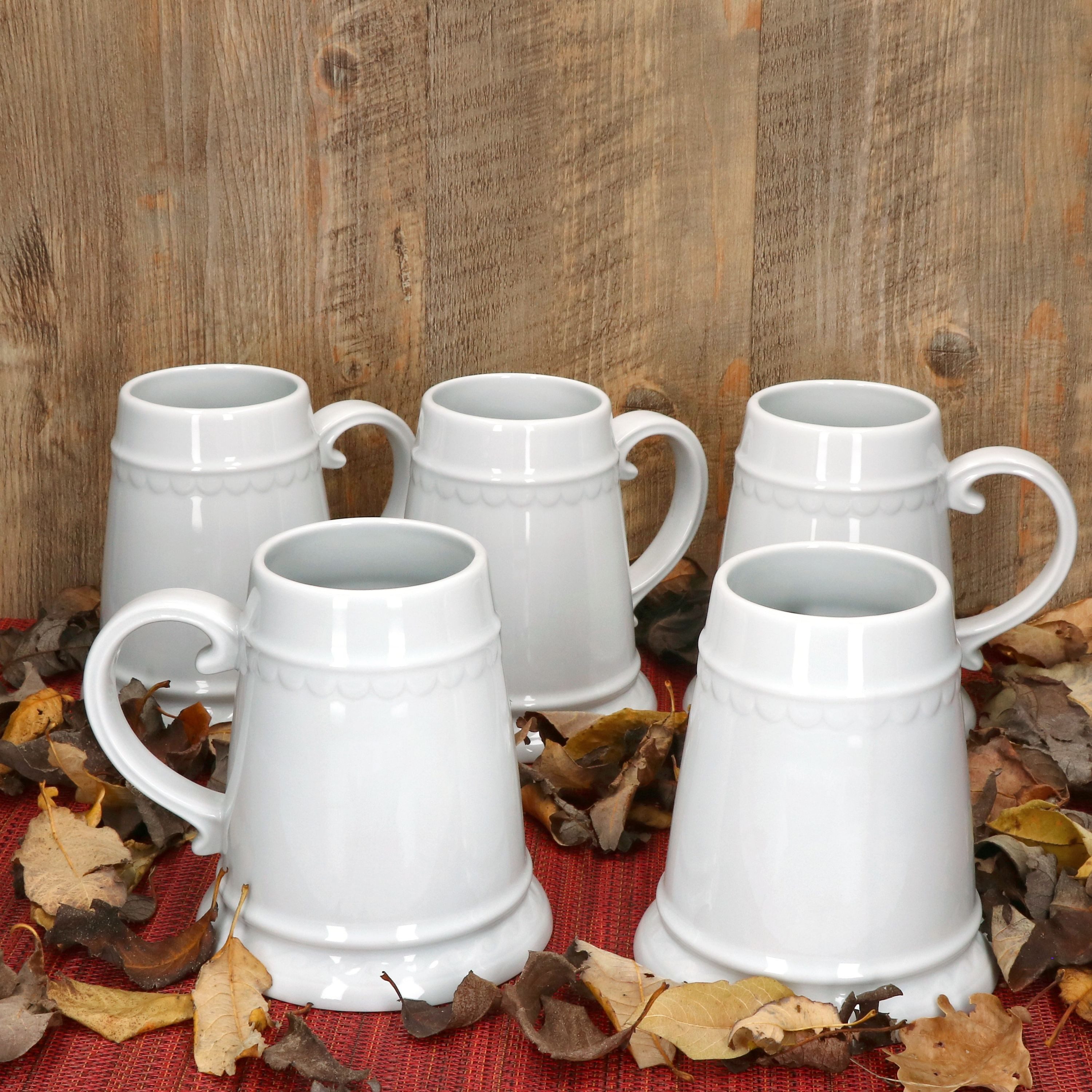 MamboCat Bierglas 6er Set Residenz-Krug mit Henkel 0,5L 6 Personen weiß Bierkrug