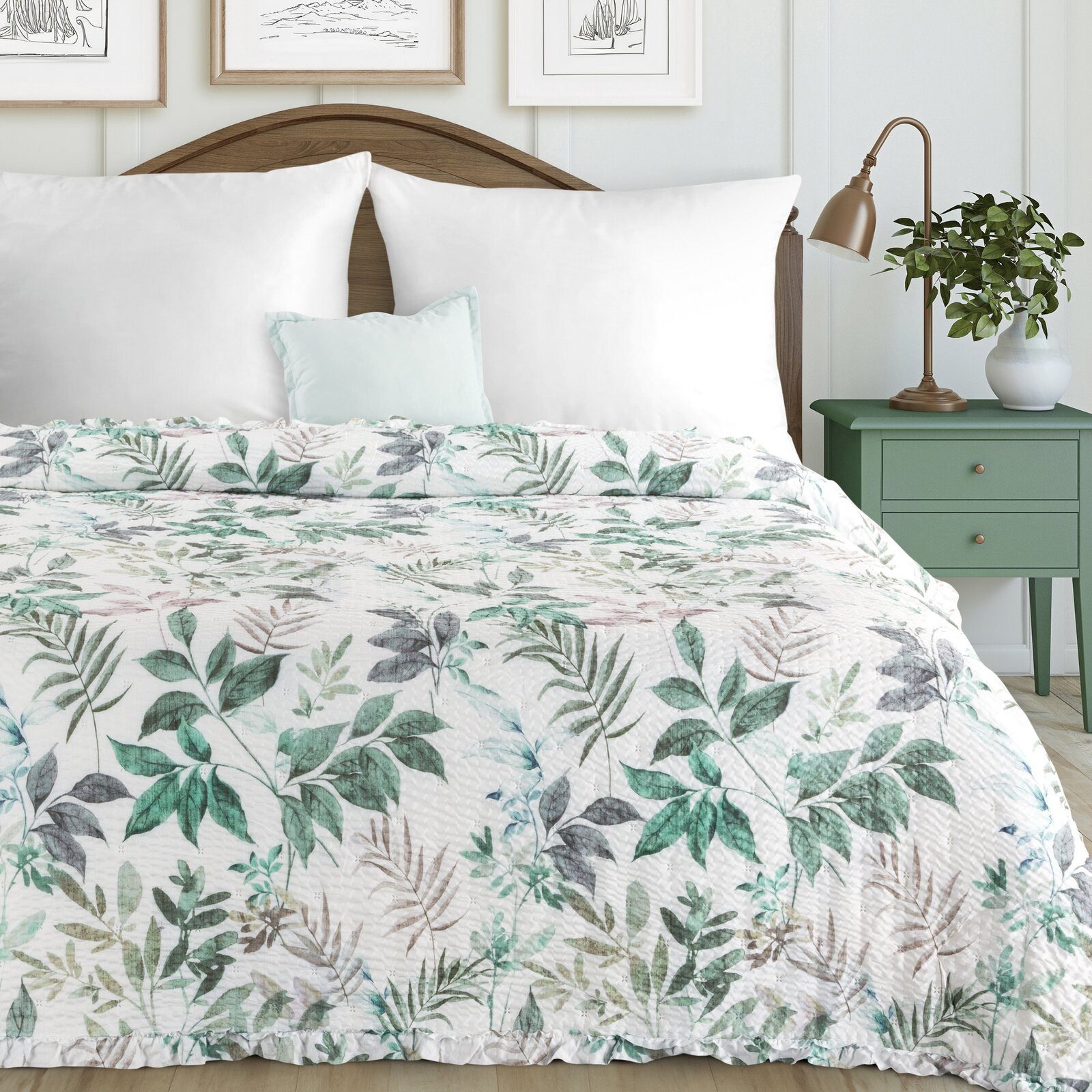 Eurofirany Tagesdecke floral, gesteppt & beidseitig, Bettüberwurf mit Blumenmuster, 170x210, 200x220, 220x240