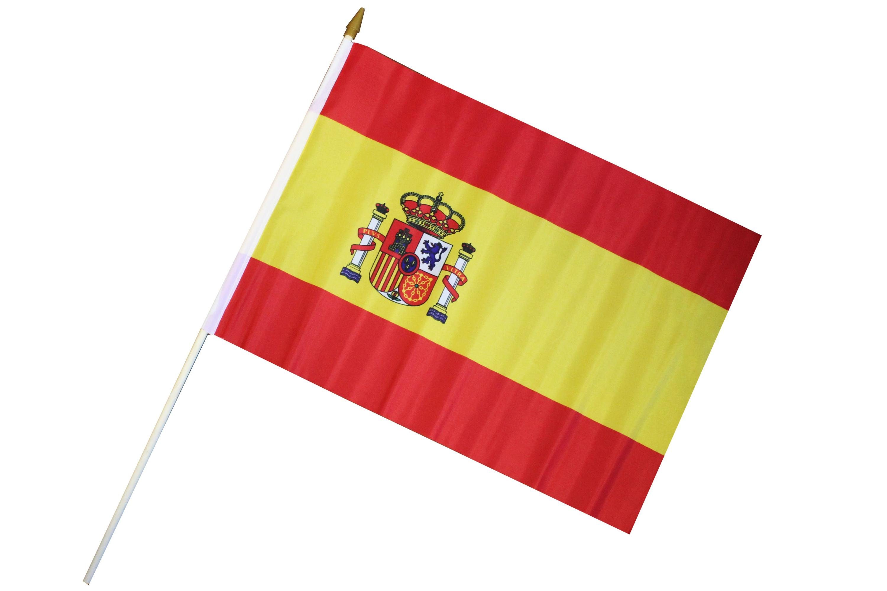 Stockflagge 45cm Banner Fahne 60cm 30 x Flagge Höhe mit Spanien Holzstab Flagge ELLUG Handfahne Fan