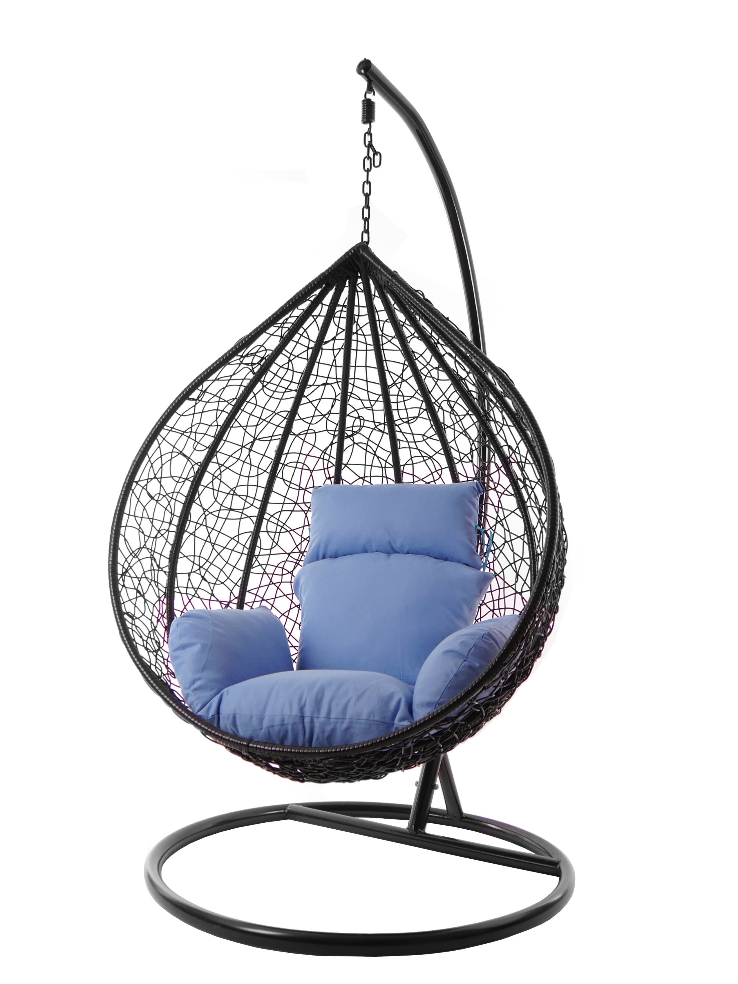 KIDEO Hängesessel Hängesessel MANACOR schwarz, XXL Swing Chair, edel, Gestell und Kissen inklusive, Nest-Kissen, verschiedene Farben königsblau (3070 royal blue)