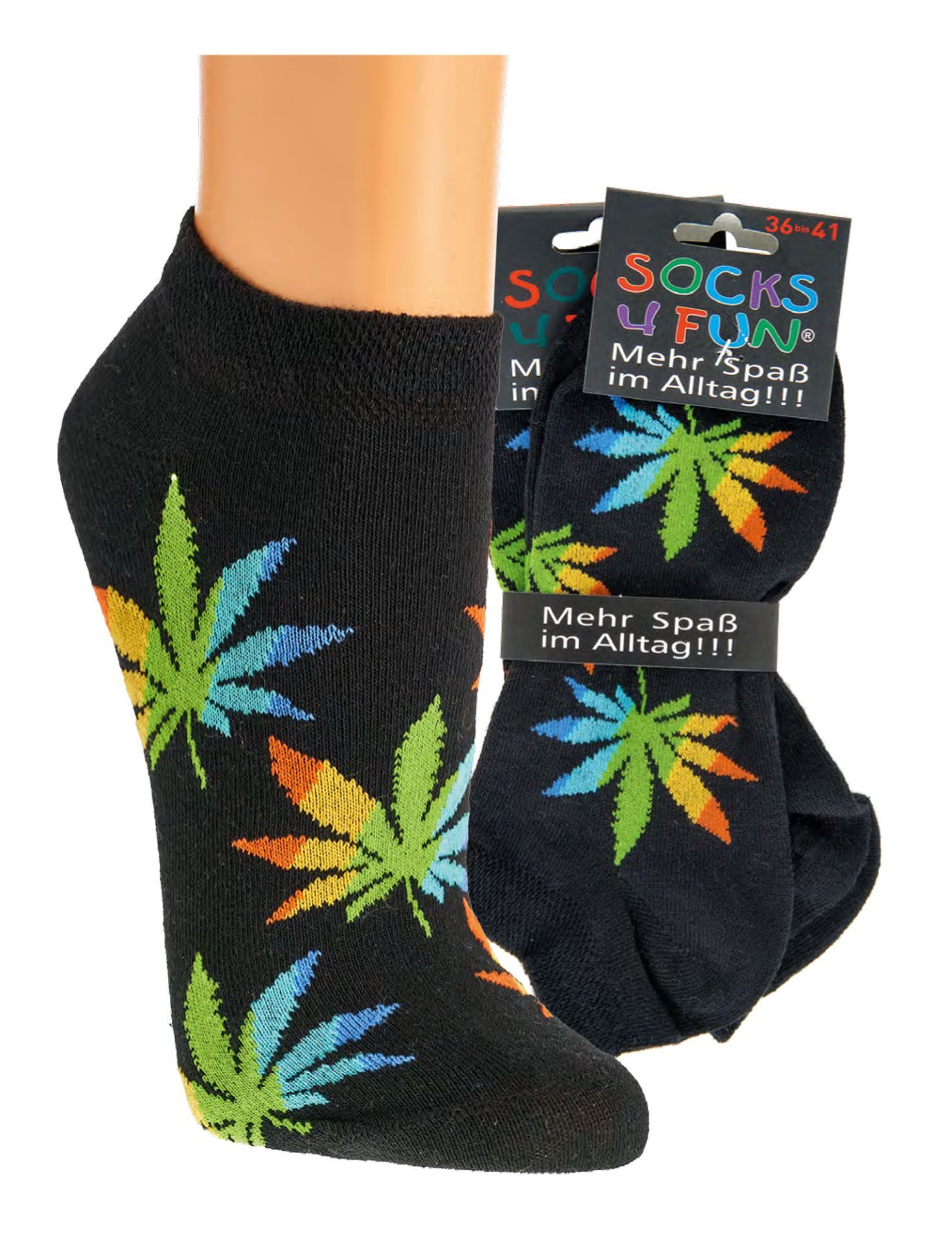 Wowerat Sneakersocken 2 Paar Fun Sneakersocken, Hanf Motiv, Sneaker Spaß Socken