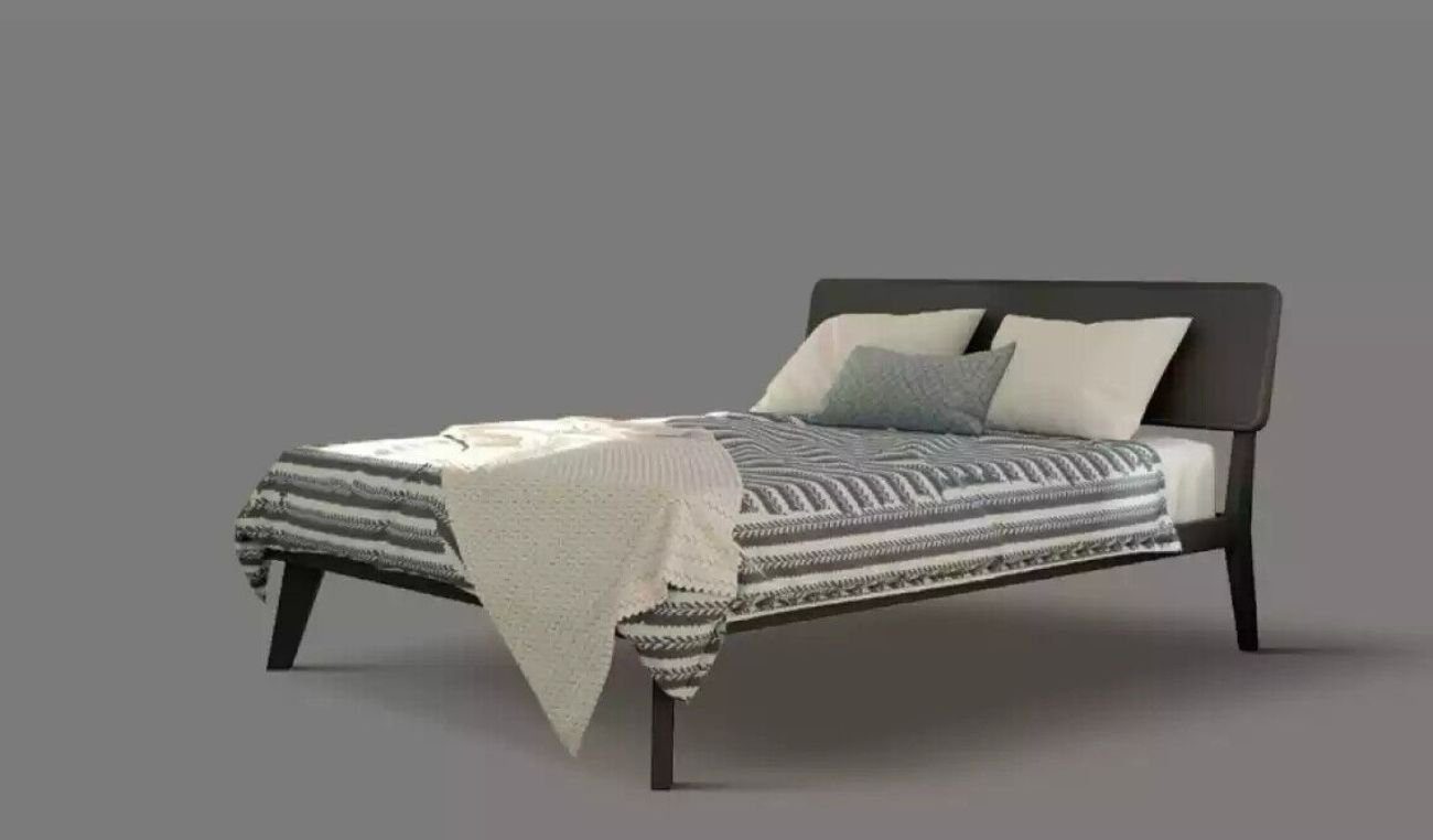 Bett Nachttische in (4-St., Made 2x Bett Schlafzimmer-Set grau + Set + JVmoebel Kommode, Nachttische 1x 1x Italy Schlafzimmer 3tlg Luxus 2x Kommode),