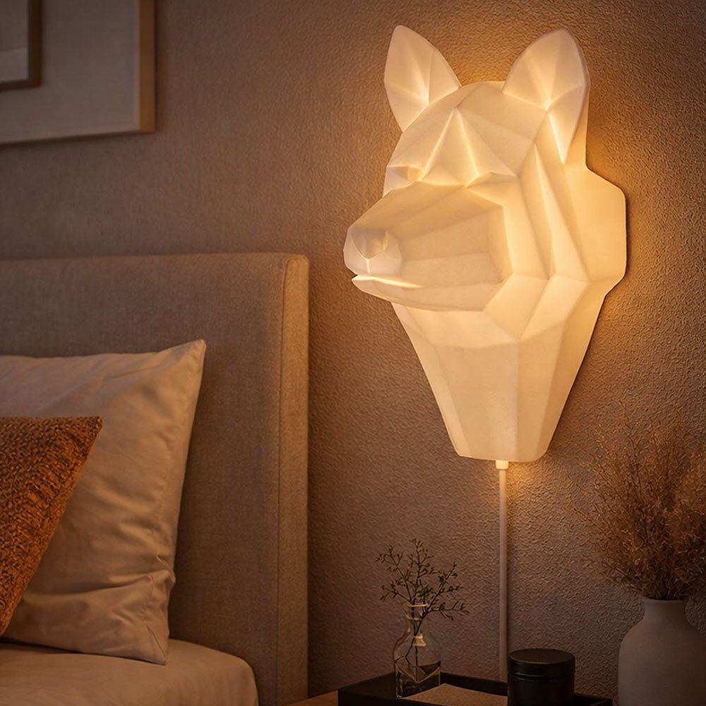 NOWA Wandleuchte, Leuchtmittel nicht inklusive, Wandlampe Wandleuchte Schlafzimmerlampe Flurlampe Porzellan Hund E14