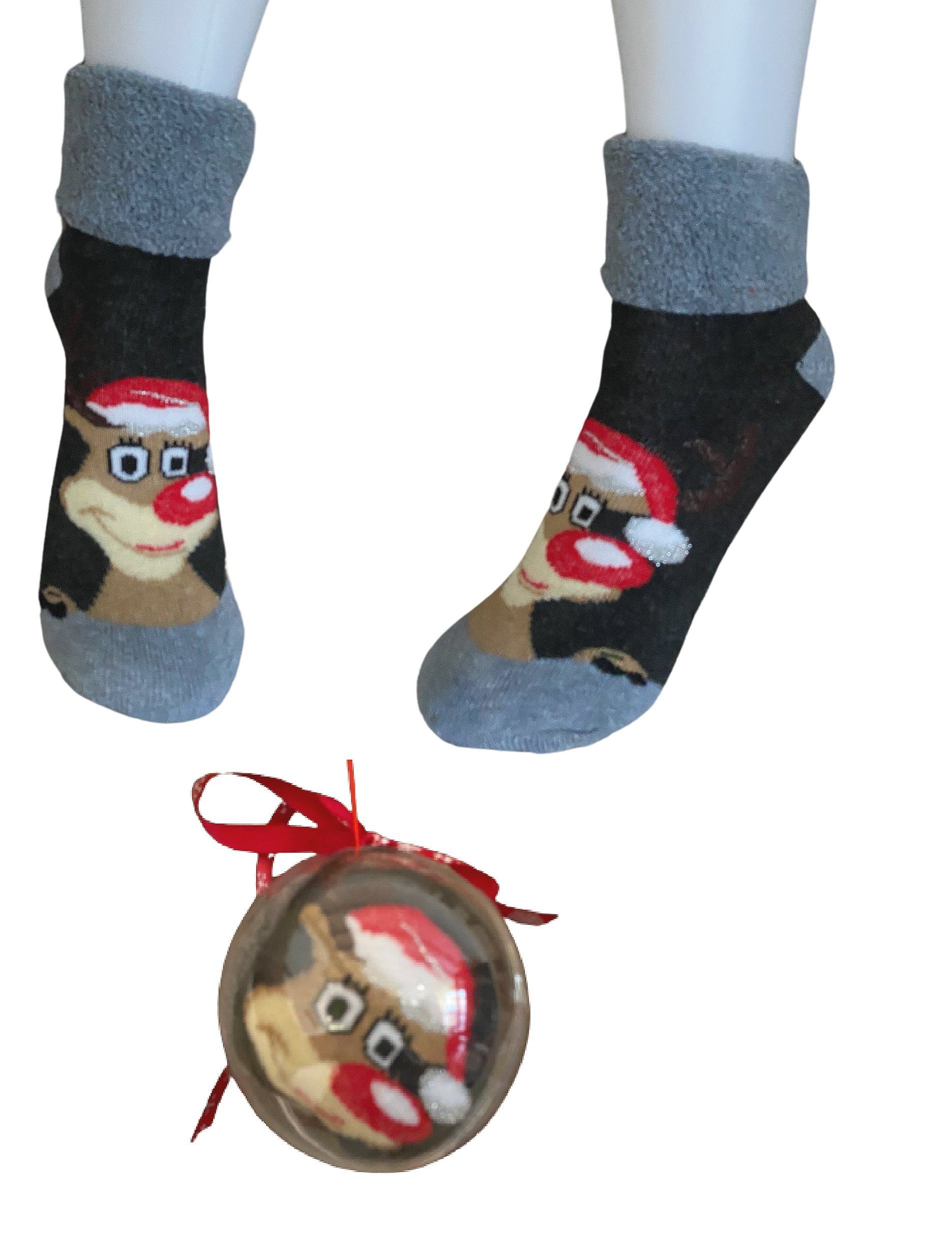 Rungassi Kuschelsocken Weihnachts Damen Socken in Weihnachts Kugel Gr. 36-41 Motiv: Motiv_7
