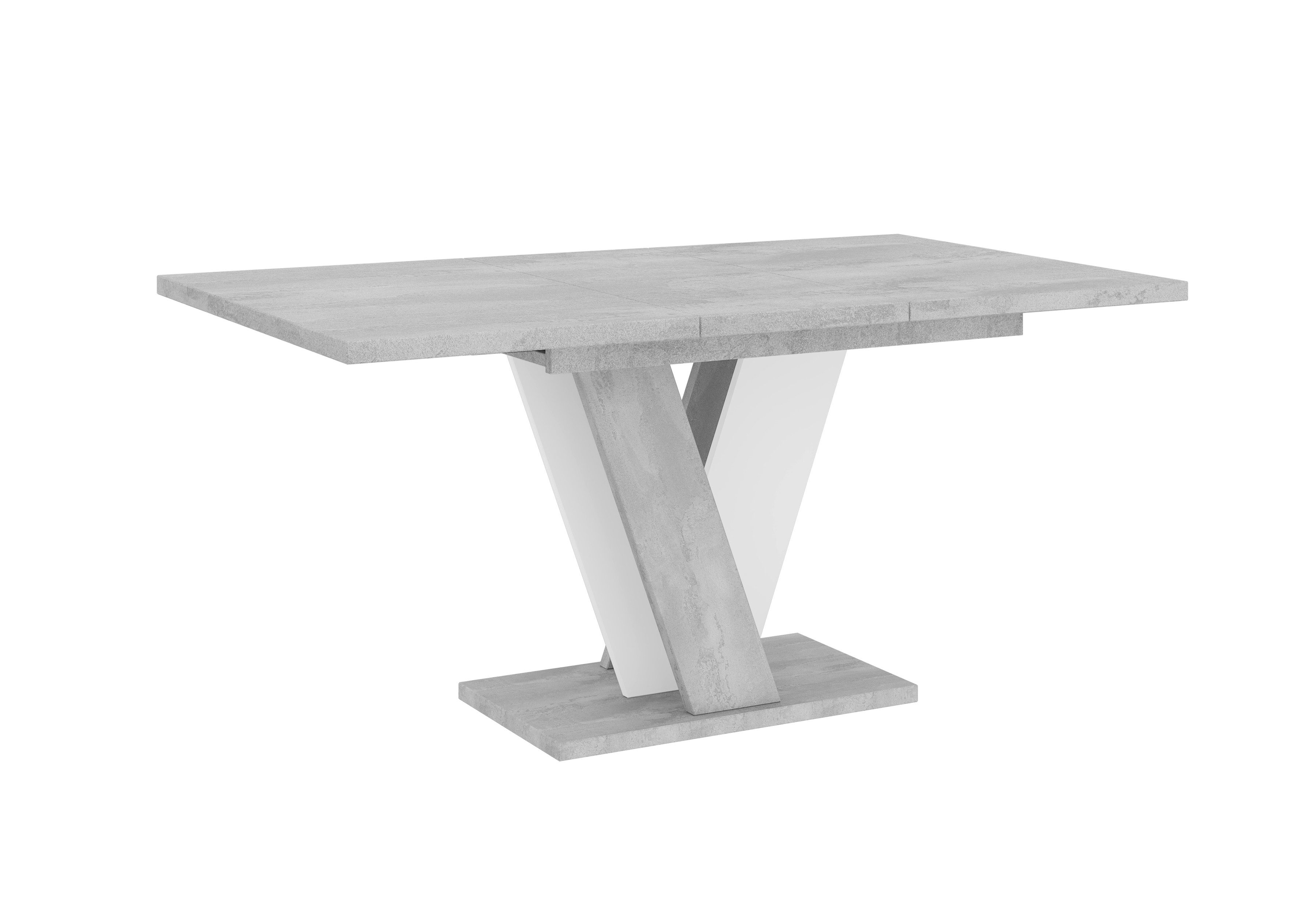 Home Collective Esstisch ausziehbar Tisch Küchentisch Esszimmertisch Ausziehtisch 4-6 Personen (Esszimmer Küche Wohnzimmer Esstisch erweiterbar), modernes Design mit V-Gestell, 120-160 x 90 cm Betongrau mix Weiß