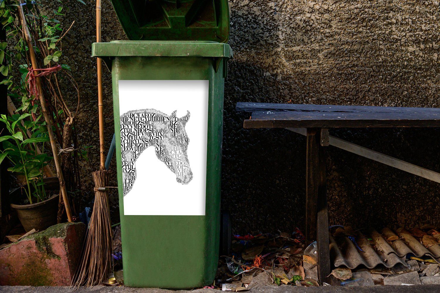 - Buchstaben Wandsticker - - Weiß Mülleimer-aufkleber, - Pferd Sticker, Abfalbehälter Container, - Kinder Mülltonne, Mädchen (1 MuchoWow St), Mädchen