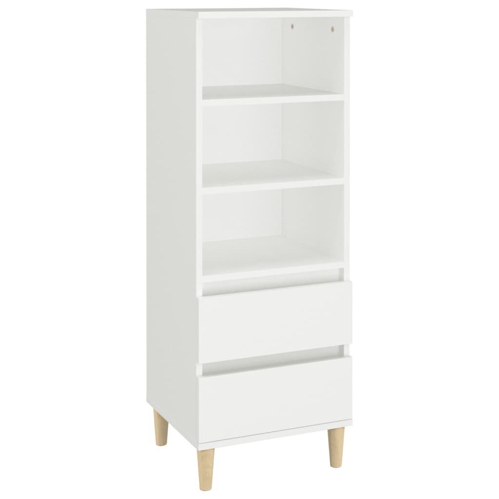 furnicato Highboard Klassisches 40x36x110 cm Weiß aus Holzwerkstoff und (1 St), Sideboard mit 2 Schubladen, 3 Fächern und Wandhalterung für Wohnraum