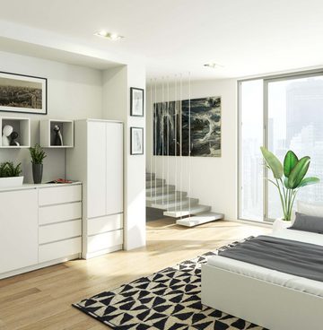 Home Collective Kleiderschrank weiß 60cm breit 180cm hoch, Schrank mit 2 Türen und 2 Schubladen Kleiderstange und 1 Regal, Garderobe, Schlafzimmer, Wohnzimmer