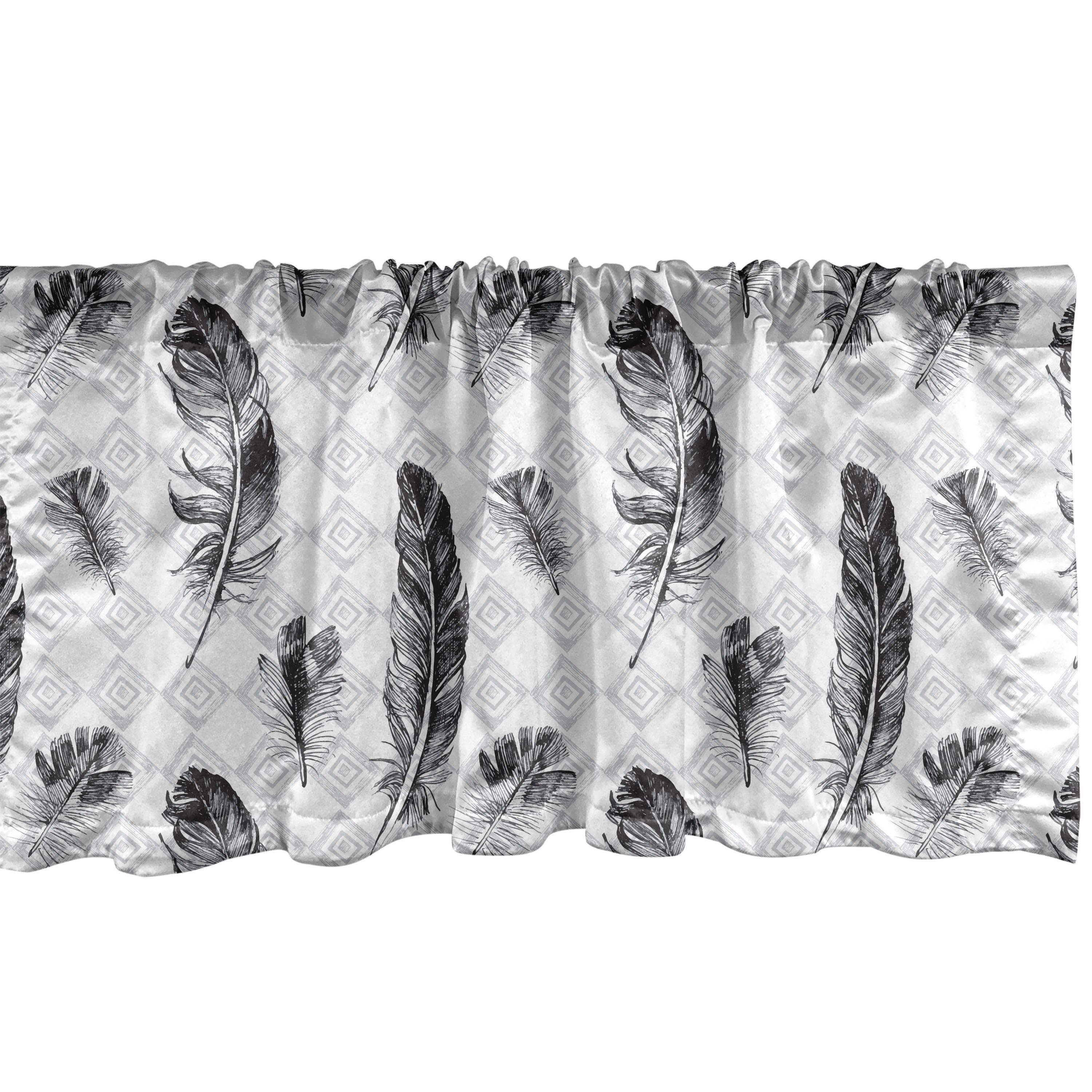Scheibengardine Vorhang Volant für Küche Schlafzimmer Dekor mit Stangentasche, Abakuhaus, Microfaser, Feder Verschachtelte Squares Mosaic