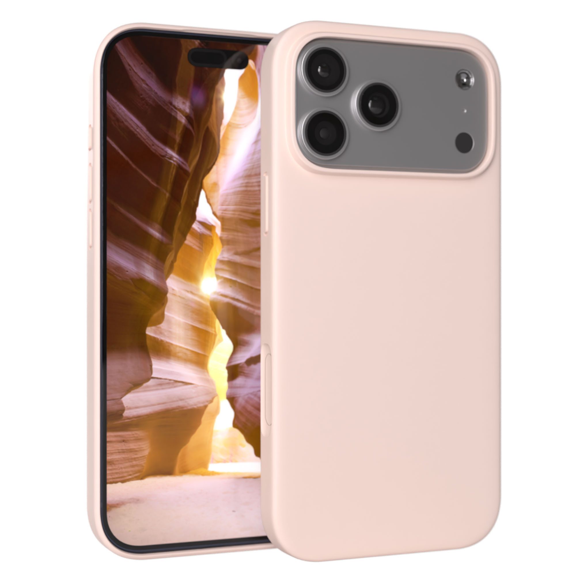 EAZY CASE Handyhülle für Apple iPhone 17 Pro Max Hülle Silikon 6,9 Zoll, Schutzhülle mit Kameraschutz stoßfest Bumper Case Rose