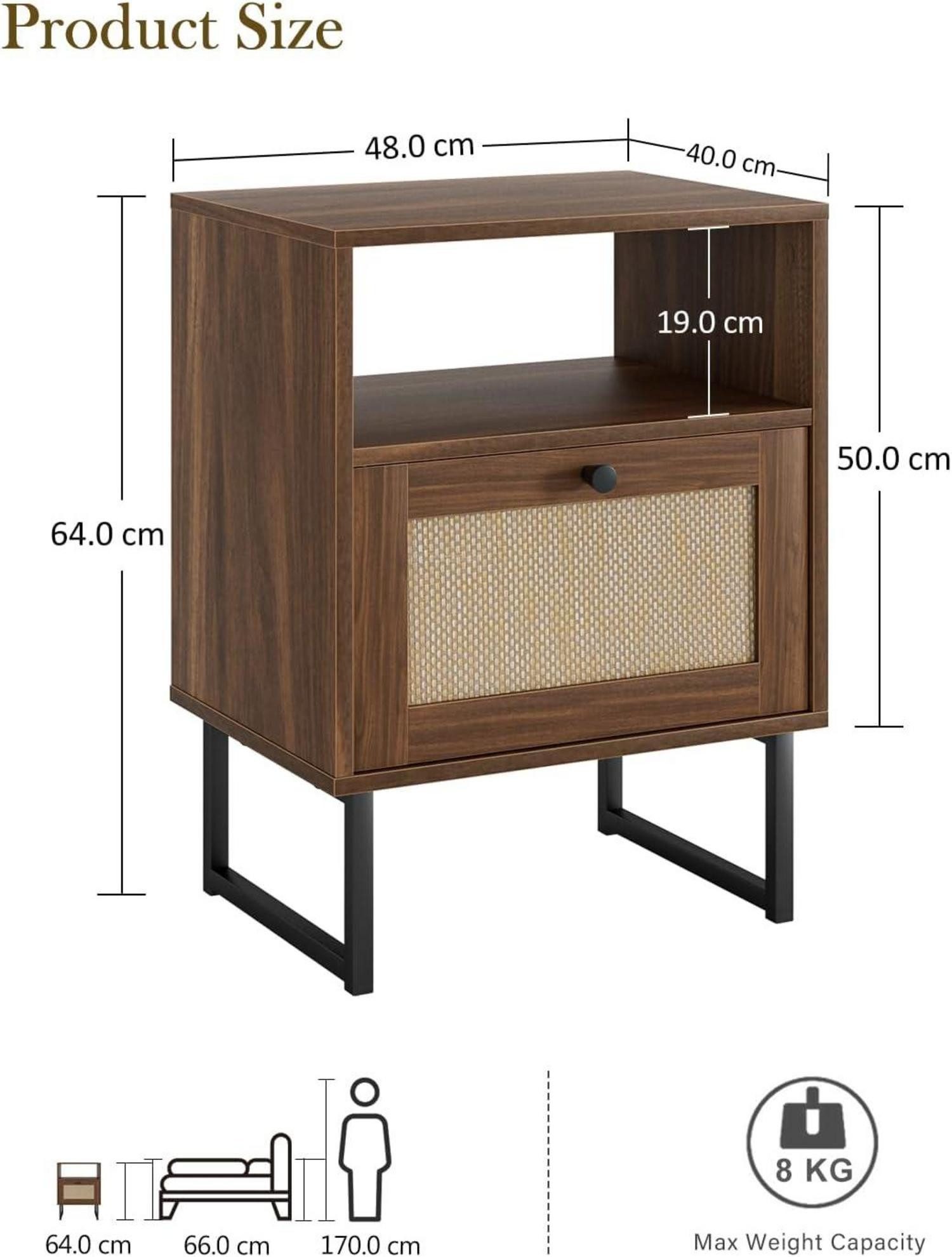 LuxusKollektion Nachttisch Rattan Nachttisch mit Schublade günstig online kaufen