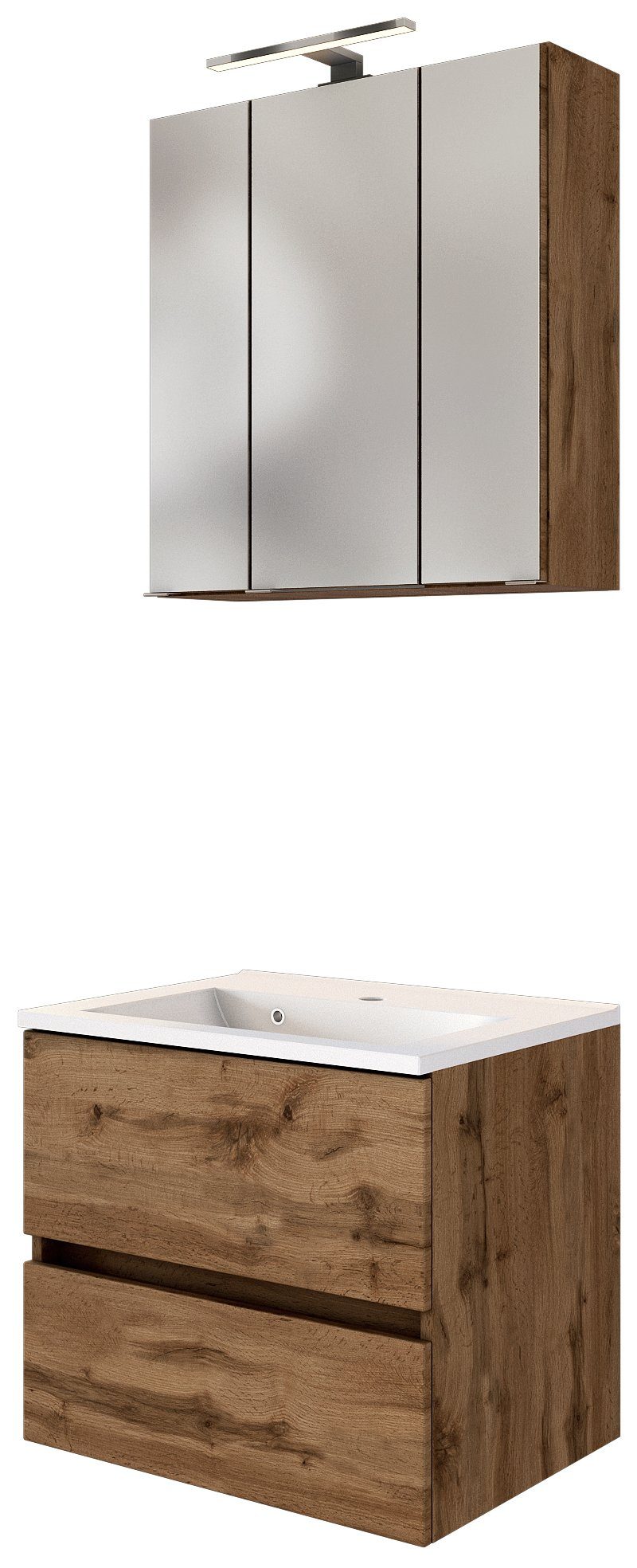HELD MÖBEL Badmöbel-Set Waschtisch-Set Baabe 60 cm Wotaneiche/Wotaneiche