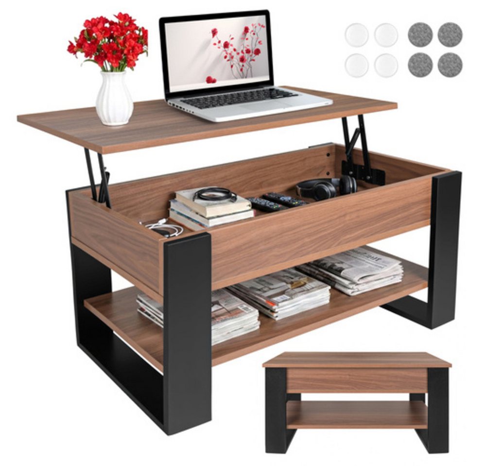 KRUZZEL Couchtisch Sofatisch 3-in-1-Verstellung Tischplatte (Spar-Set, 1-St., Mehr Platz), Flexibel von 47 auf bis zu 61 cm erhöhbar