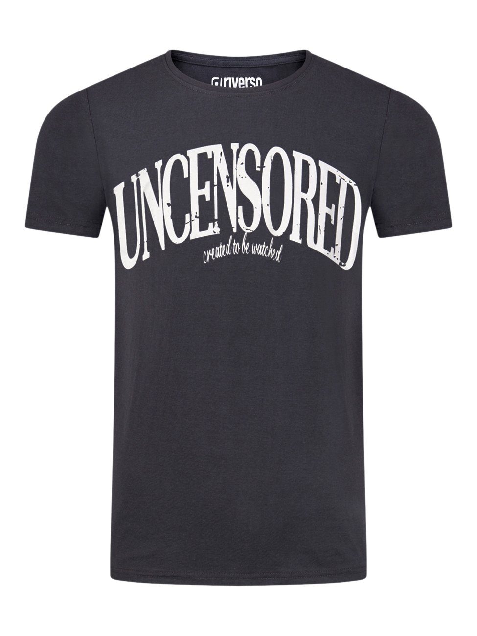 riverso T-Shirt Fit Printshirt Anthracite (1-tlg) aus Kurzarm Tee (TJD) Regular Rundhalsausschnitt RIVLeon 100% Baumwolle Grey Shirt Herren mit