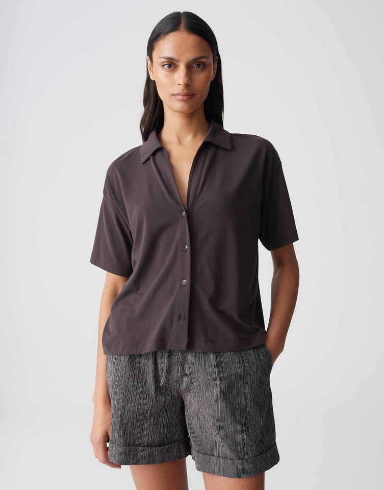 OPUS Kurzarmshirt Sajacki aus glattem Jersey mit Stretchkomfort Der überschnittene Arm sorgt für eine relaxte Silhouette