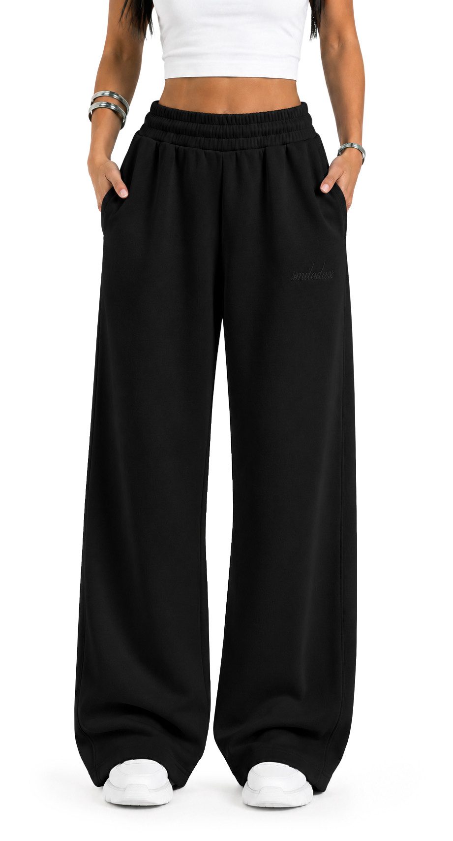 Smilodox Jogginghose Zadie Sweatpants Damen, Loose Fit, Wide Leg, für Gym & Freizeit aus Baumwolle, Slip-On, weich, elastisch, Komfort