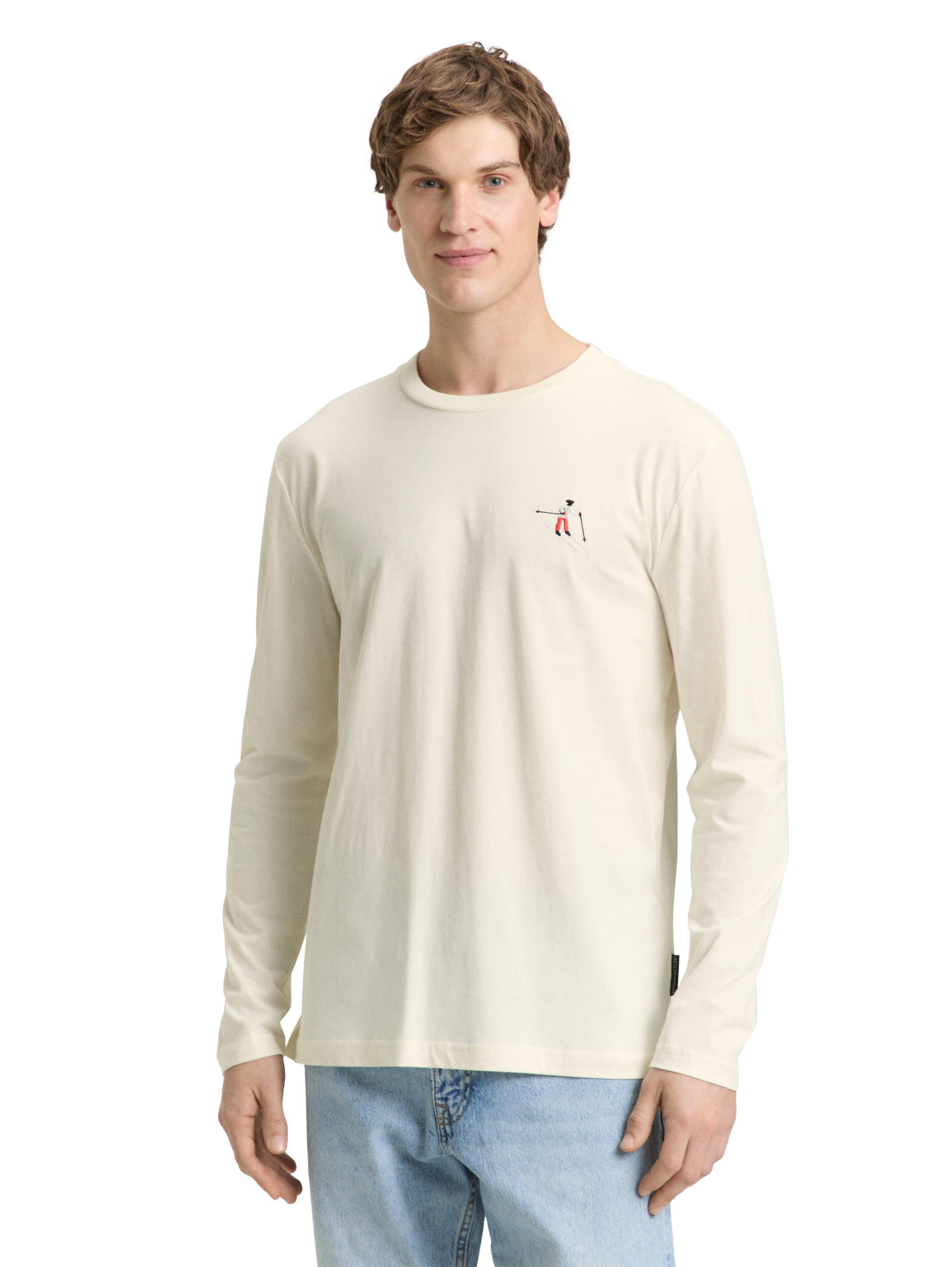 TOM TAILOR Denim Langarmshirt mit Logo-Stickerei auf der Brust