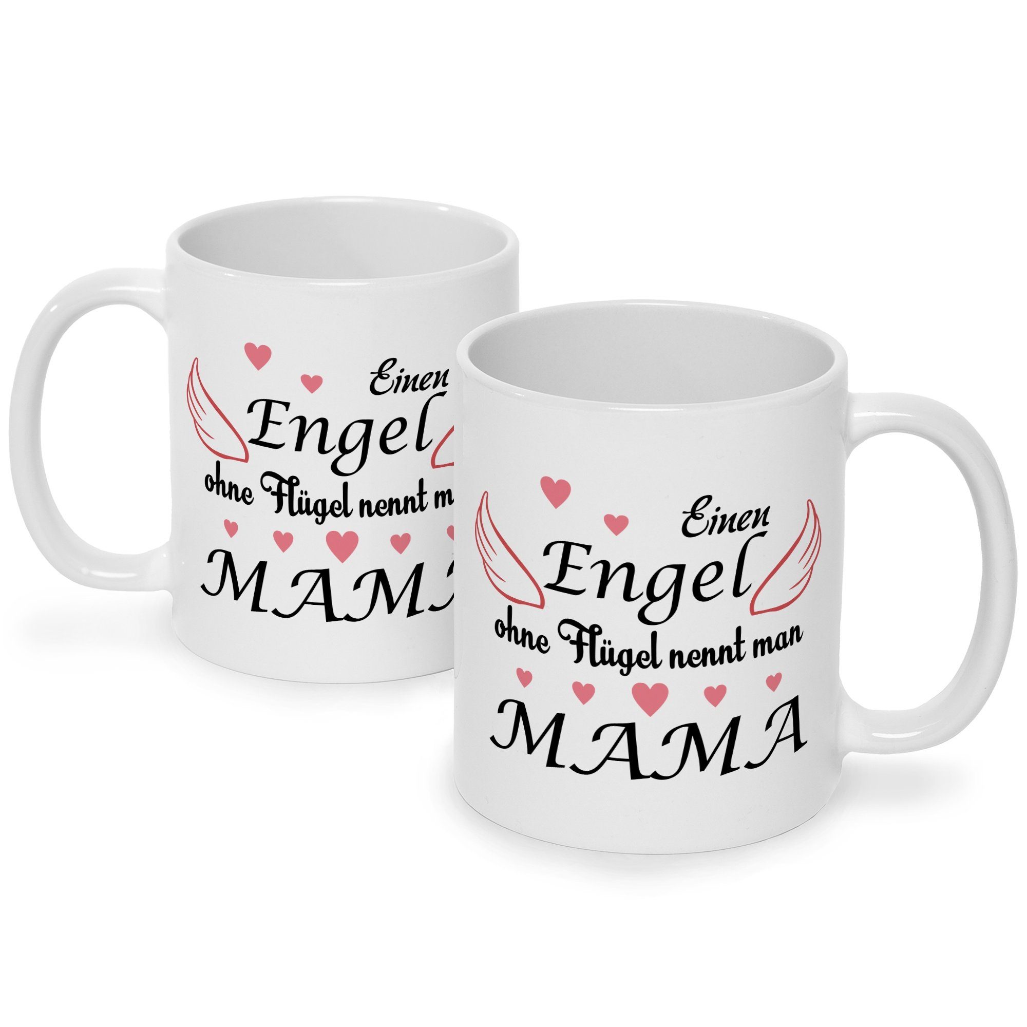 Flügel Weihnachten Geburtstag GRAVURZEILE Geschenke für Engel Tasse Sie - Tasse Frauen - Weiß für Herzliche ohne für Muttertag zum - mit Mama - Spruch Valentinstag Geschenk Bedruckte