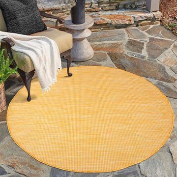 Teppich Palm, Carpet City, rund, Höhe: 5 mm, Wetterfest & UV-beständig, für Balkon, Terrasse, Küche, flach gewebt