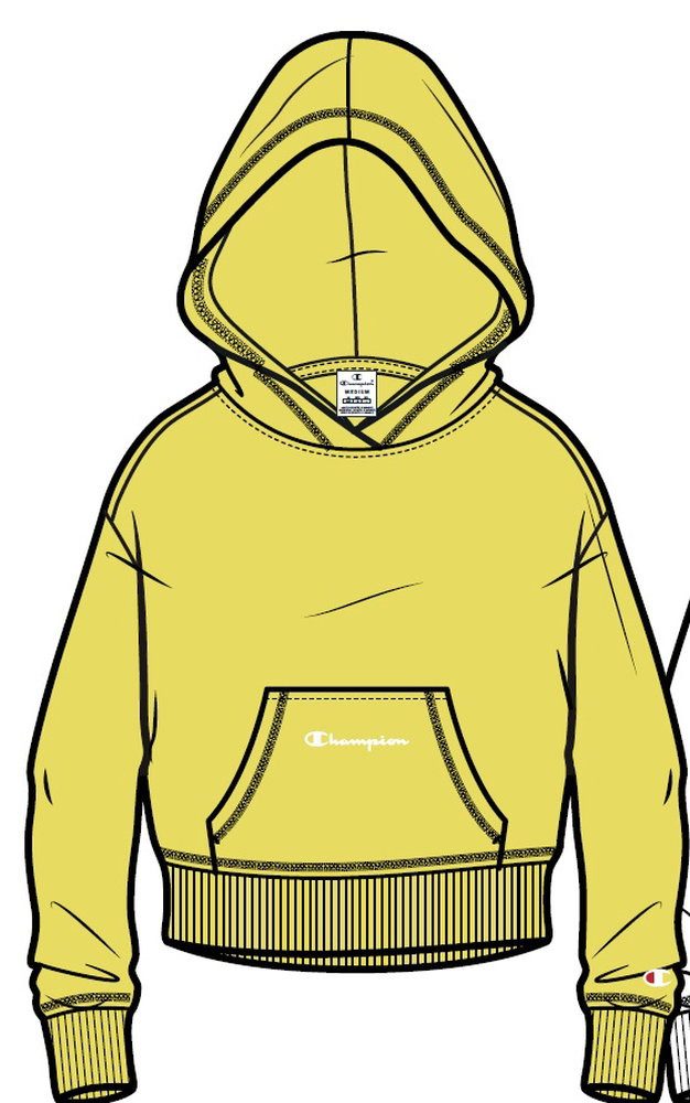 Champion Kapuzenpullover Freizeit (Baumwoll Hoodie) kleiner Schriftzug Print gelb Mädchen