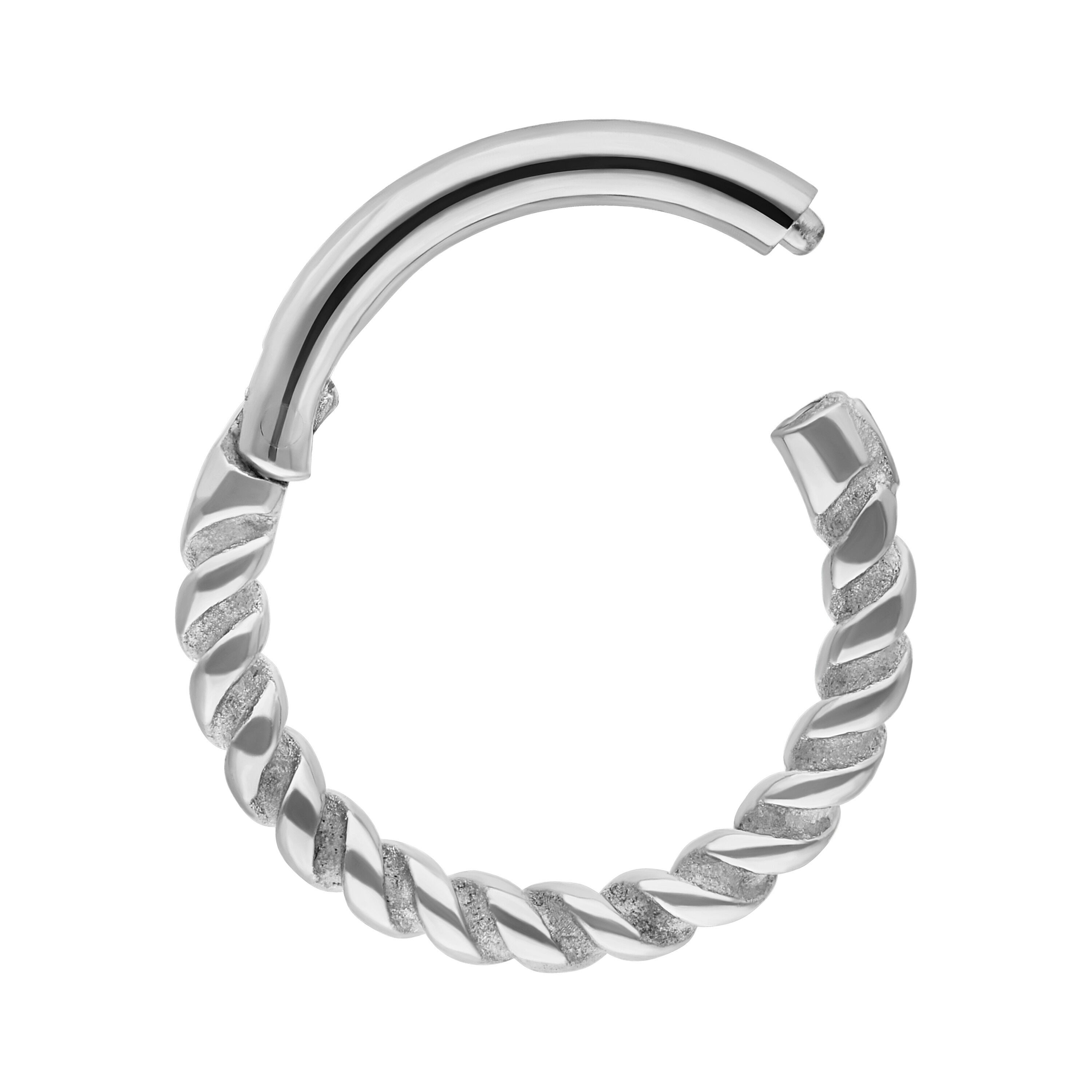 Wildcat Nasenpiercing Twisted Rope Clicker für Ohr, Lippe, Nase, Bauchnabel, 1 Stück, Chirurgenstahl 316L - wasserfest, hautverträglich, Silber