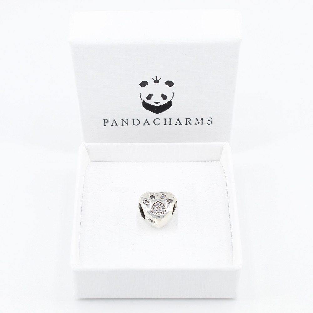 PANDACHARMS Bead Pfötchenherz Weiß Charm für Charm Armband, 925er Silber, Z günstig online kaufen