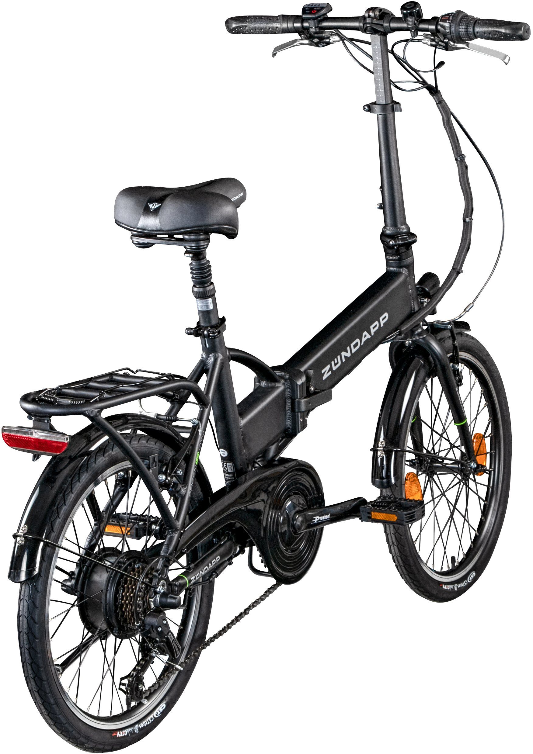 Zündapp E-Bike Klapprad Z101, 6 Gang Shimano Tourney Schaltwerk, Kettenschaltung, Heckmotor, 270 Wh, Pedelec, Elektrofahrrad für Damen u. Herren