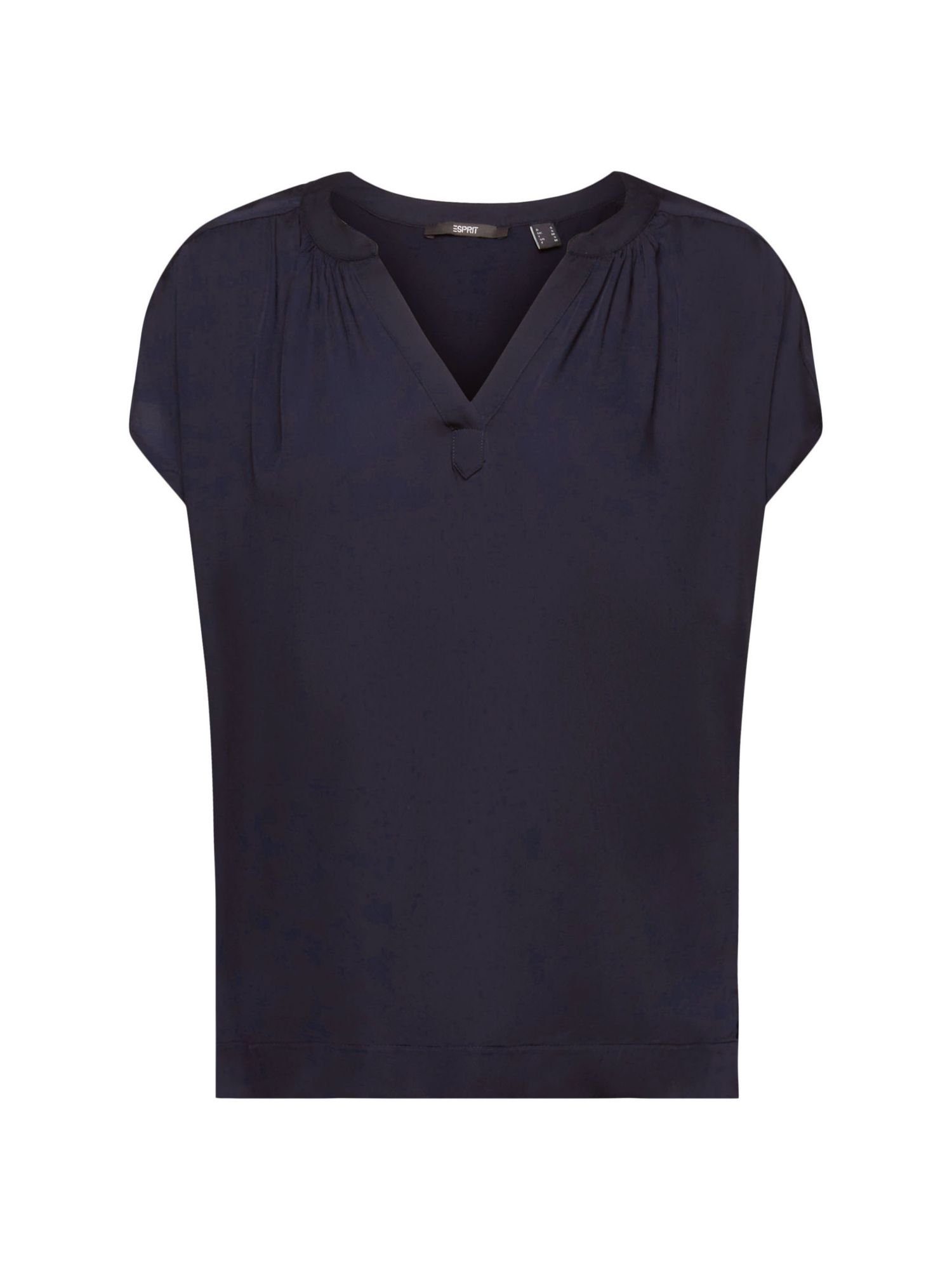 T-Shirt Bluse mit (1-tlg) Esprit ECOVERO™ V-Neck, LENZING™ NAVY Collection