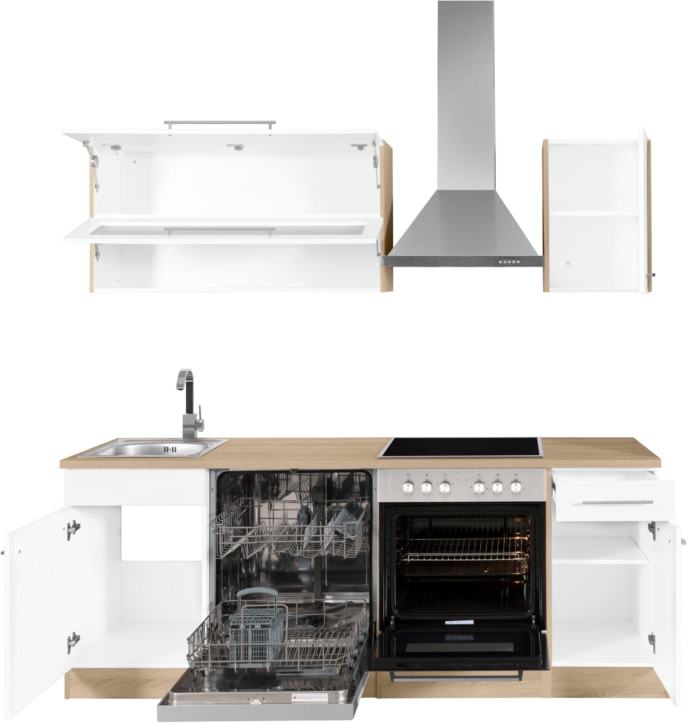 KOCHSTATION Küchenzeile KS-Eton, mit E-Geräten, Breite 210 cm