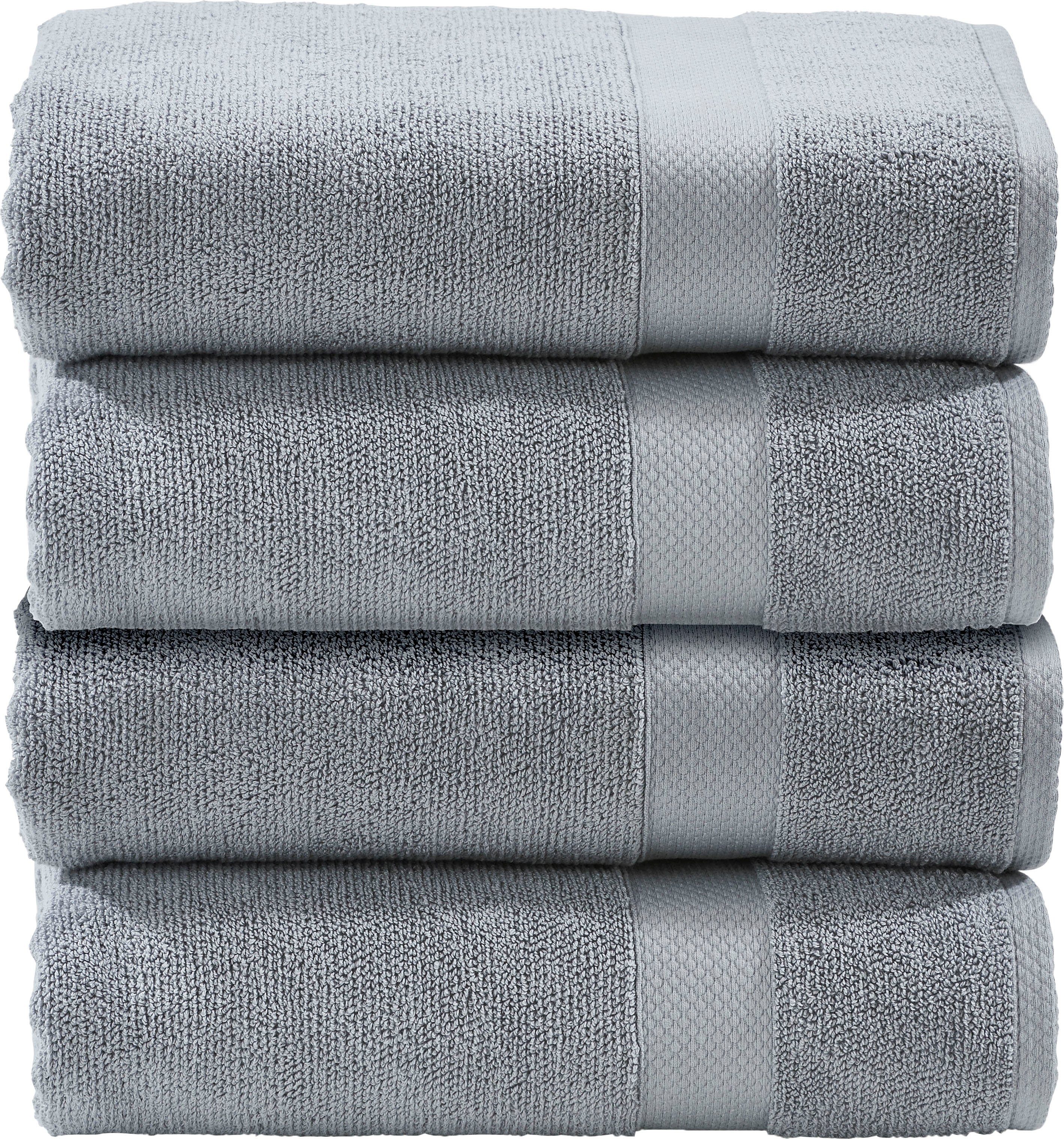 done.® Gästehandtuch Deluxe, Zwirnfrottee (Set, 4-St), Uni Farben, aus hochwertigem Zwirnfrottier, 4x30x50
