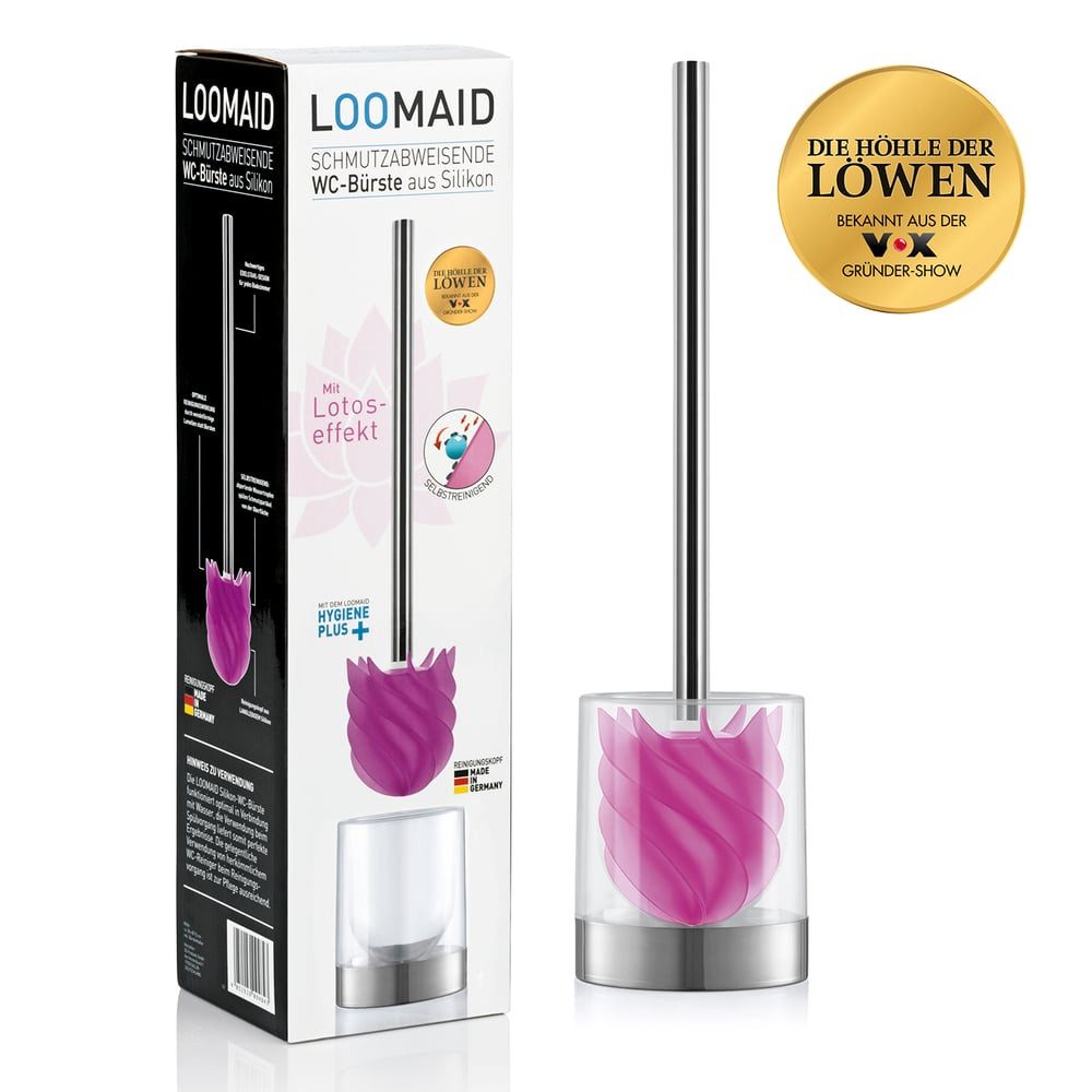 LOOMAID WC-Reinigungsbürste, (2-tlg), Toilettenbürste Klobürste WC-Bürste Silikonkopf pink/transparent