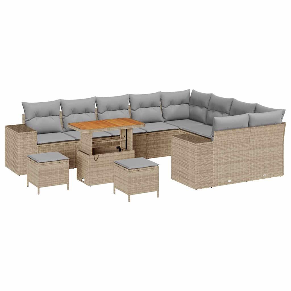 vidaXL Gartenlounge-Set Gartensofa-set 12 Stk. Beige Poly-Rattan, (12-tlg)