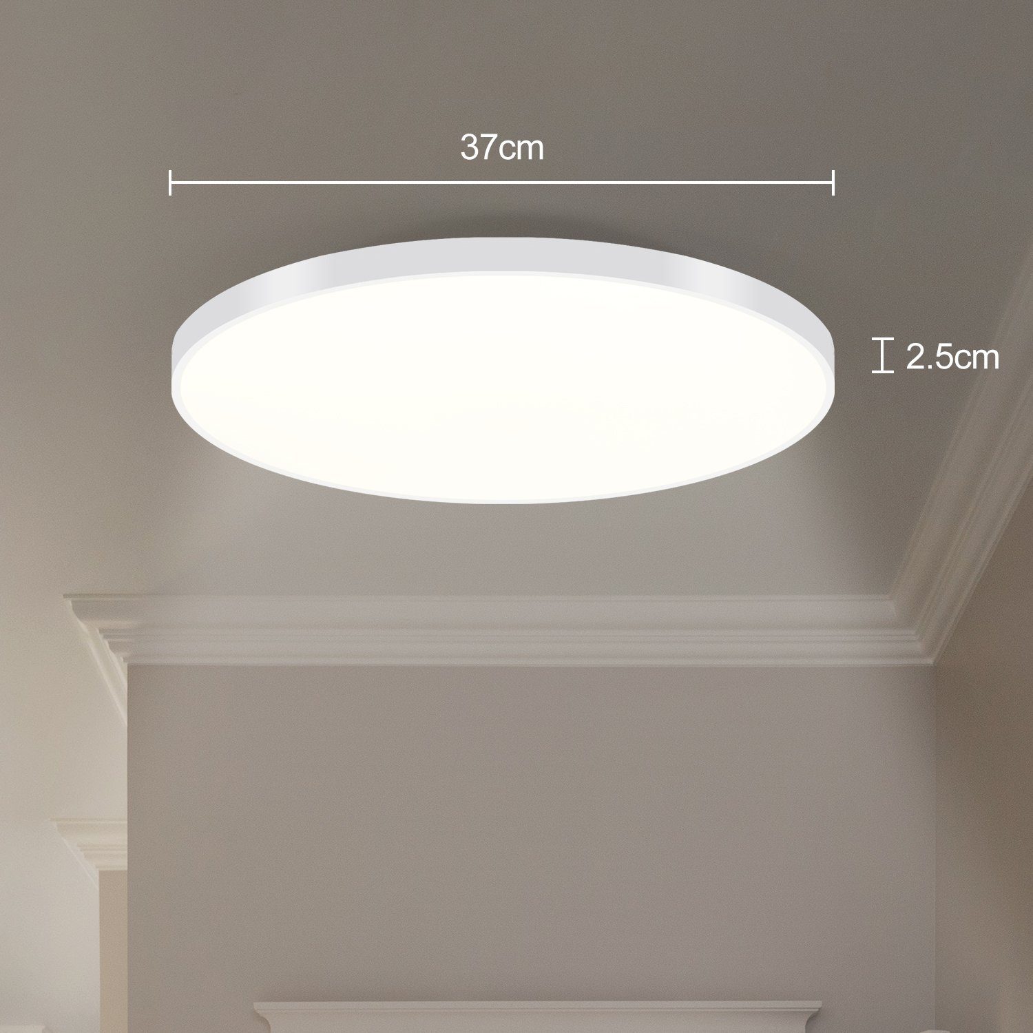 ZMH LED Deckenleuchte Stufenlos IP44 Weiß LED X 2.5 cm, ∅37 warmweiß-kaltweiß, fest integriert, Dimmbar