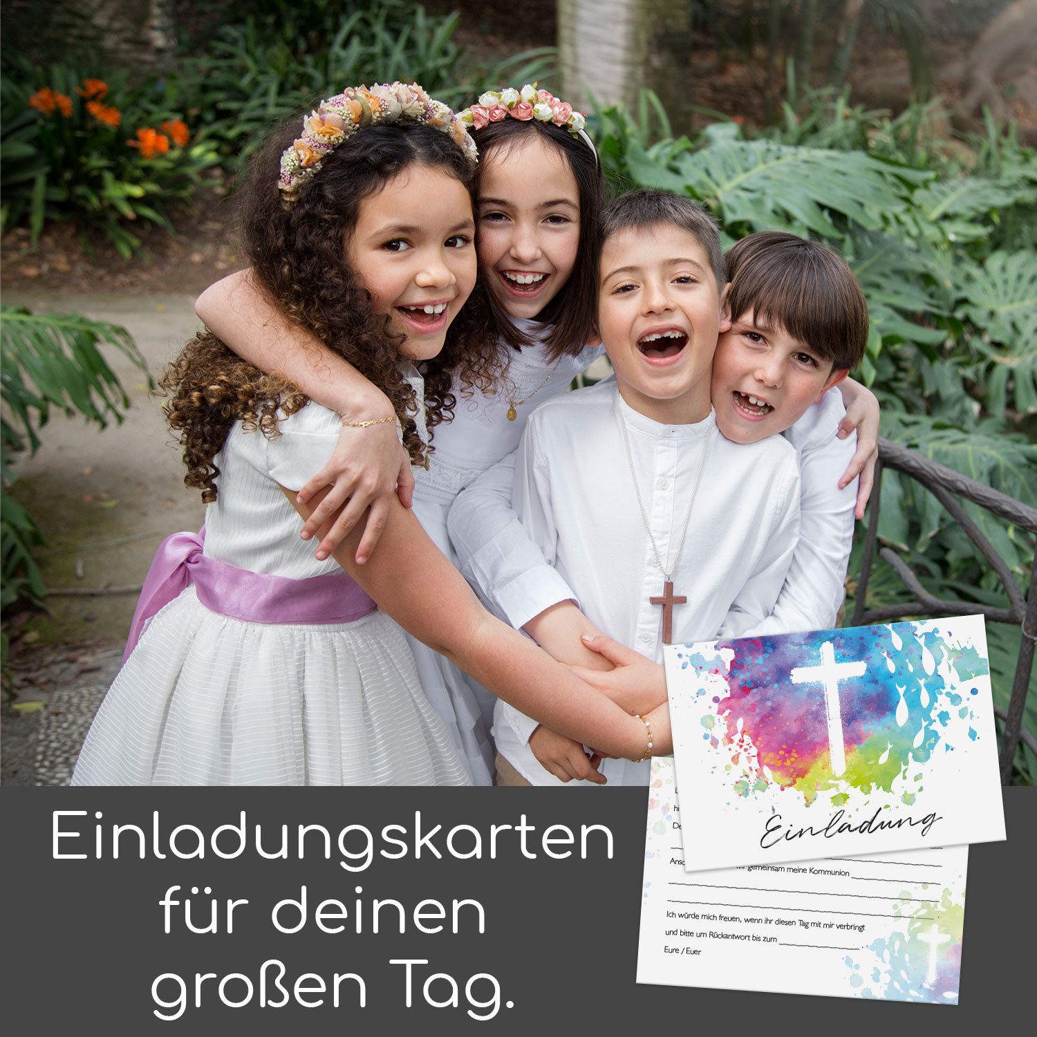 younikat Grußkarten Einladungskarten Kommunion I 15x DIN A6 I dv1565