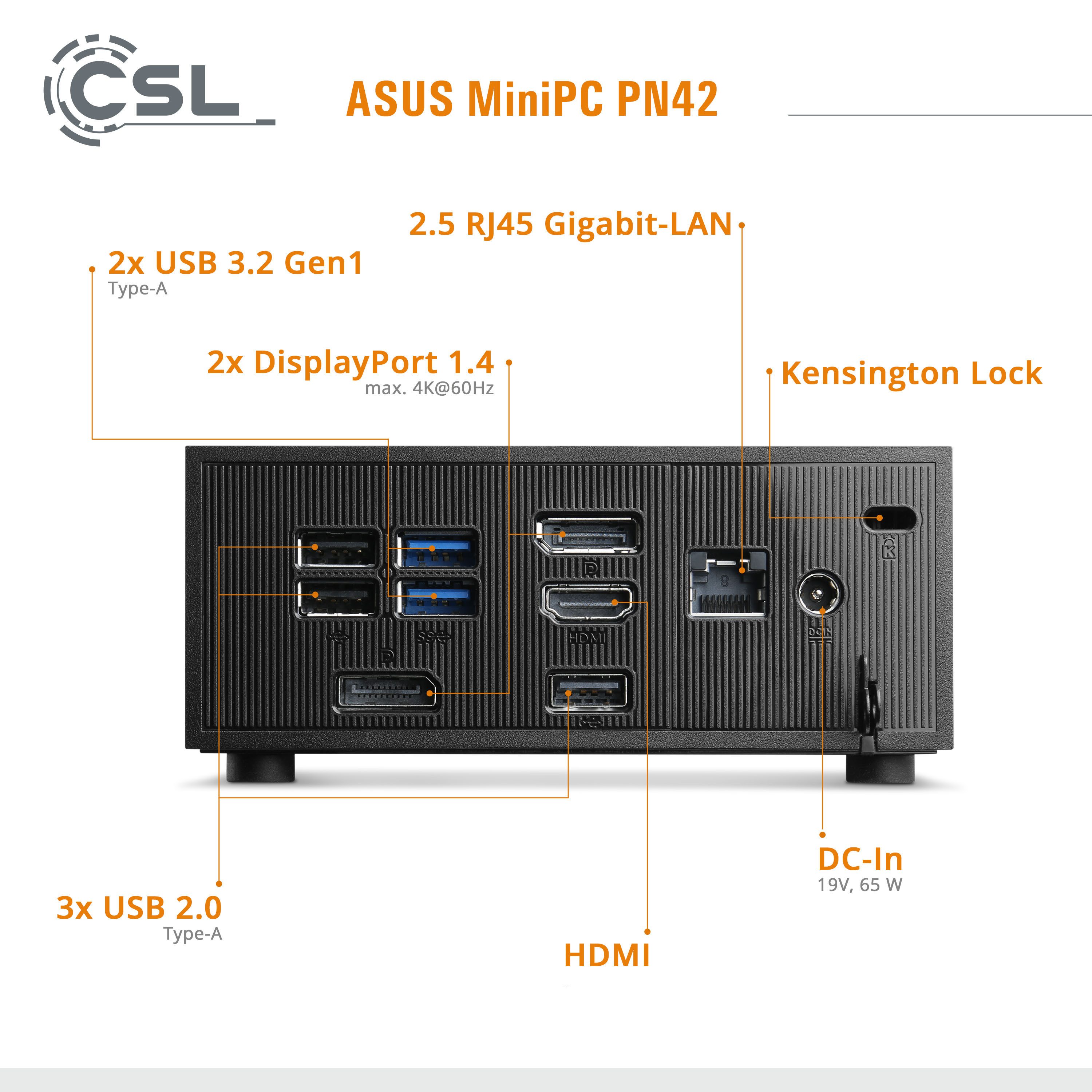 Asus Mini PC ASUS PN42 N100 / 4000 GB M.2 SSD / 32 GB RAM / Windo 11 Home PC (Intel N-Series, UHD Graphics, 16 GB RAM, 4000 GB SSD, passiver CPU-Kühler)
