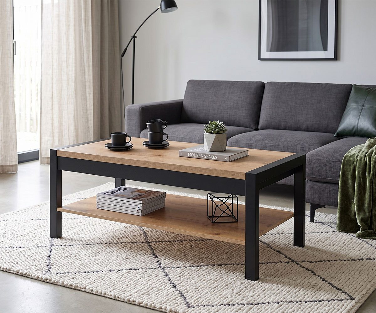 Helvetia Couchtisch Aktiv, 120x60x48cm taurus / schwarz matt