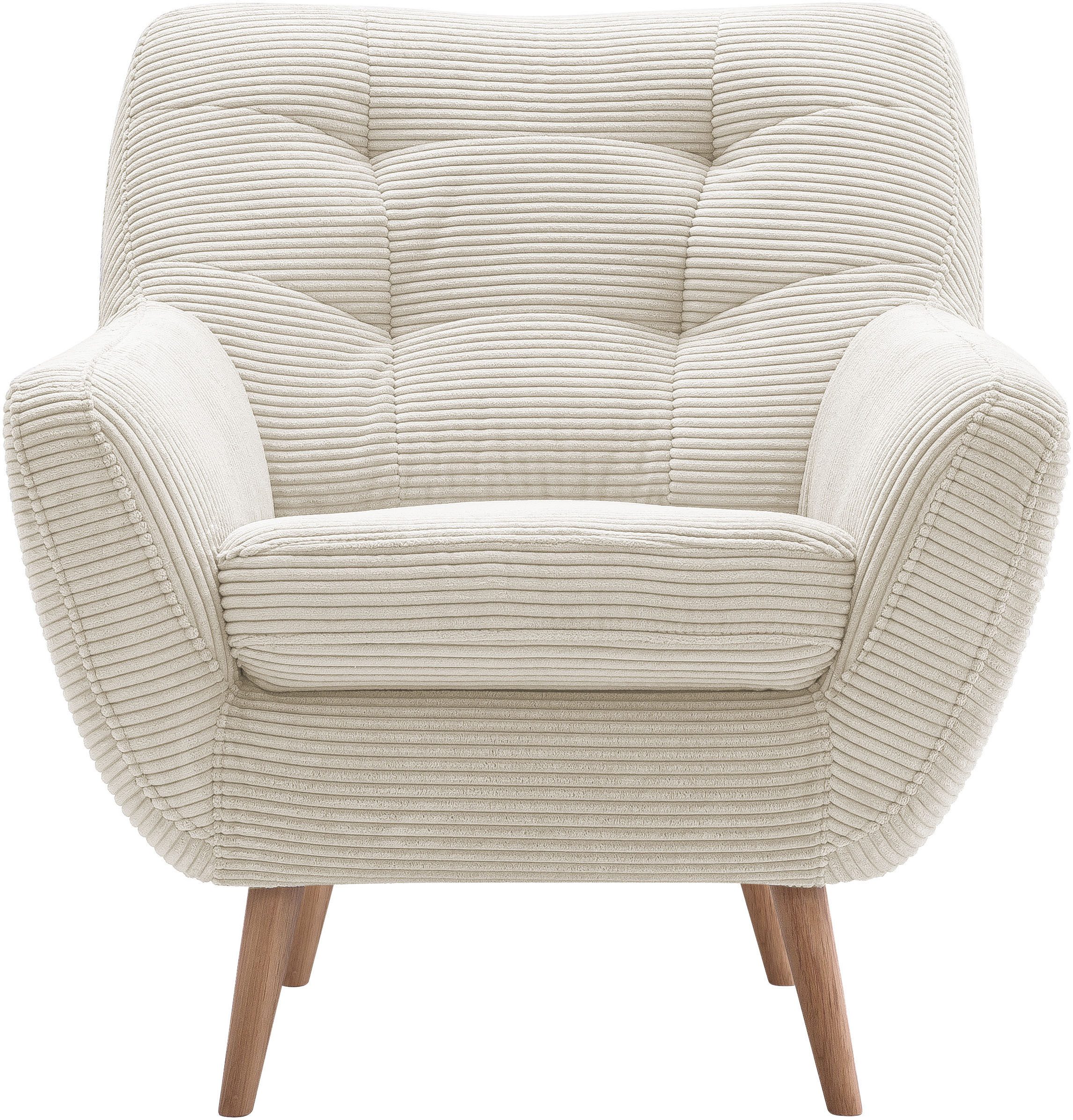 exxpo - sofa fashion Sessel Scandi, Loungesessel mit tollem Sitzkomfort, hochwertige Polsterung, bequem, hohe Holzfüße