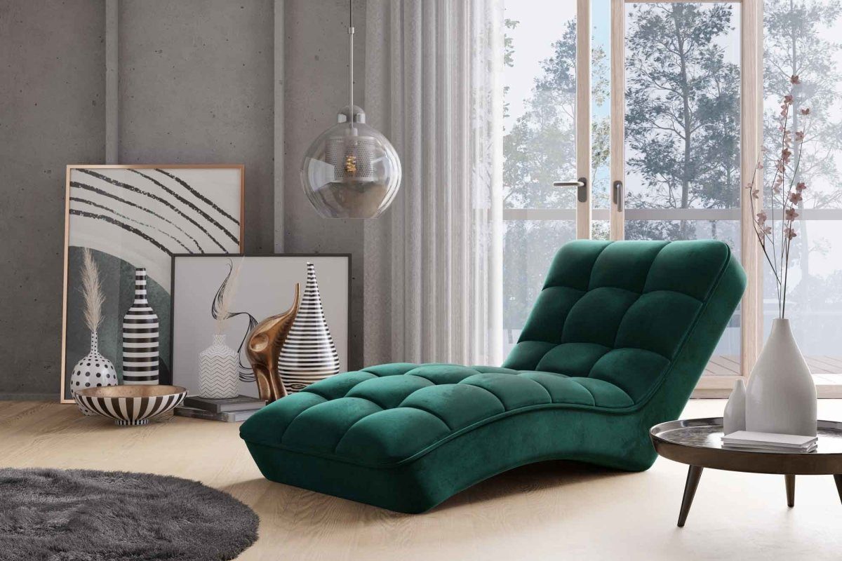 Luxusbetten24 Polsterliege Designer Liege Limena, mit Samtbezug und Steppung | Sessel