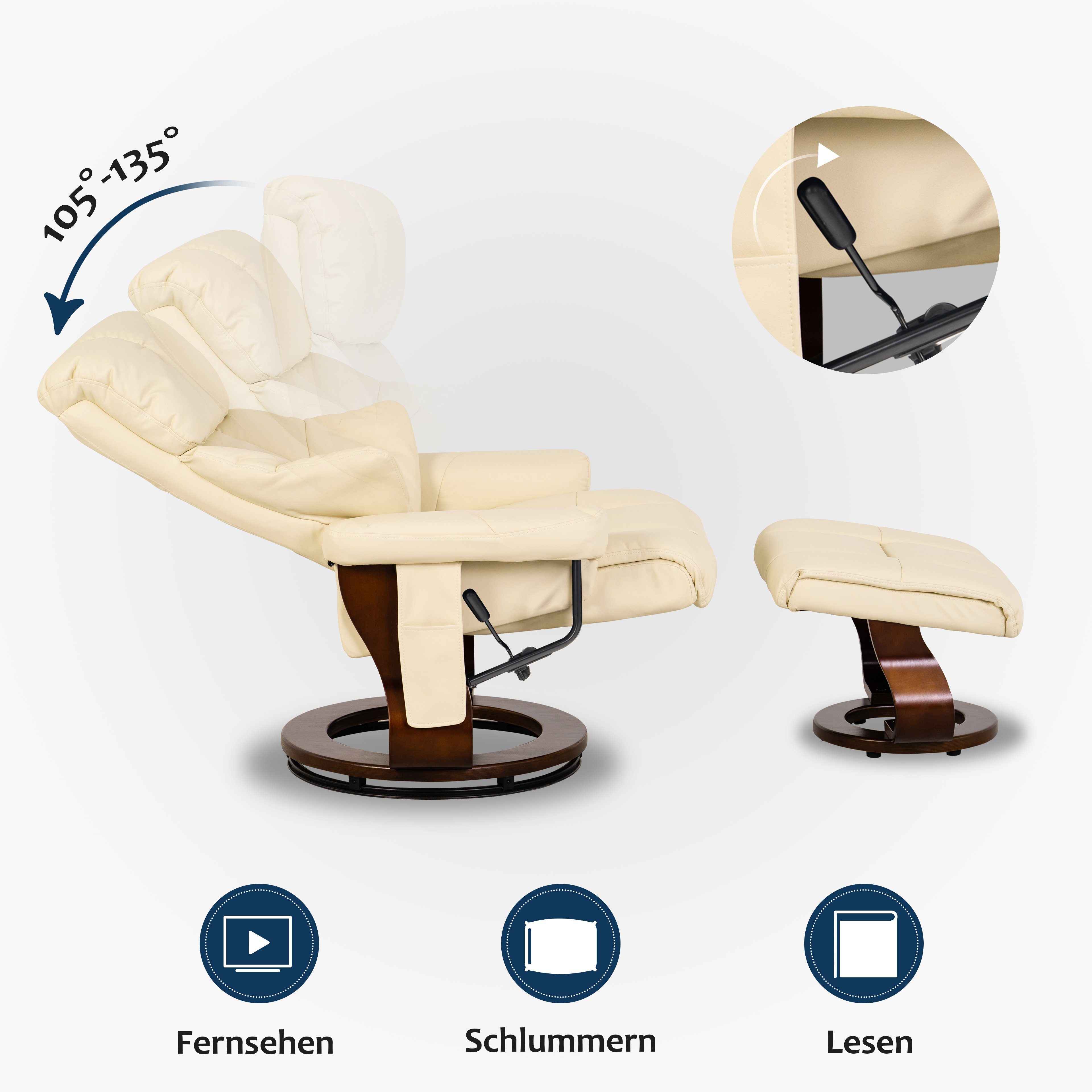 MCombo Relaxsessel MCombo Massagesessel mit Hocker 9068, 360°drehbarer Rela günstig online kaufen