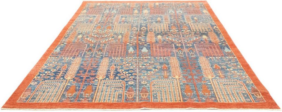 Wollteppich Designer Teppich handgeknüpft orange, morgenland, rechteckig,  Höhe: 6 mm, handgeknüpft, Schmutzabweisend/Pflegeleicht