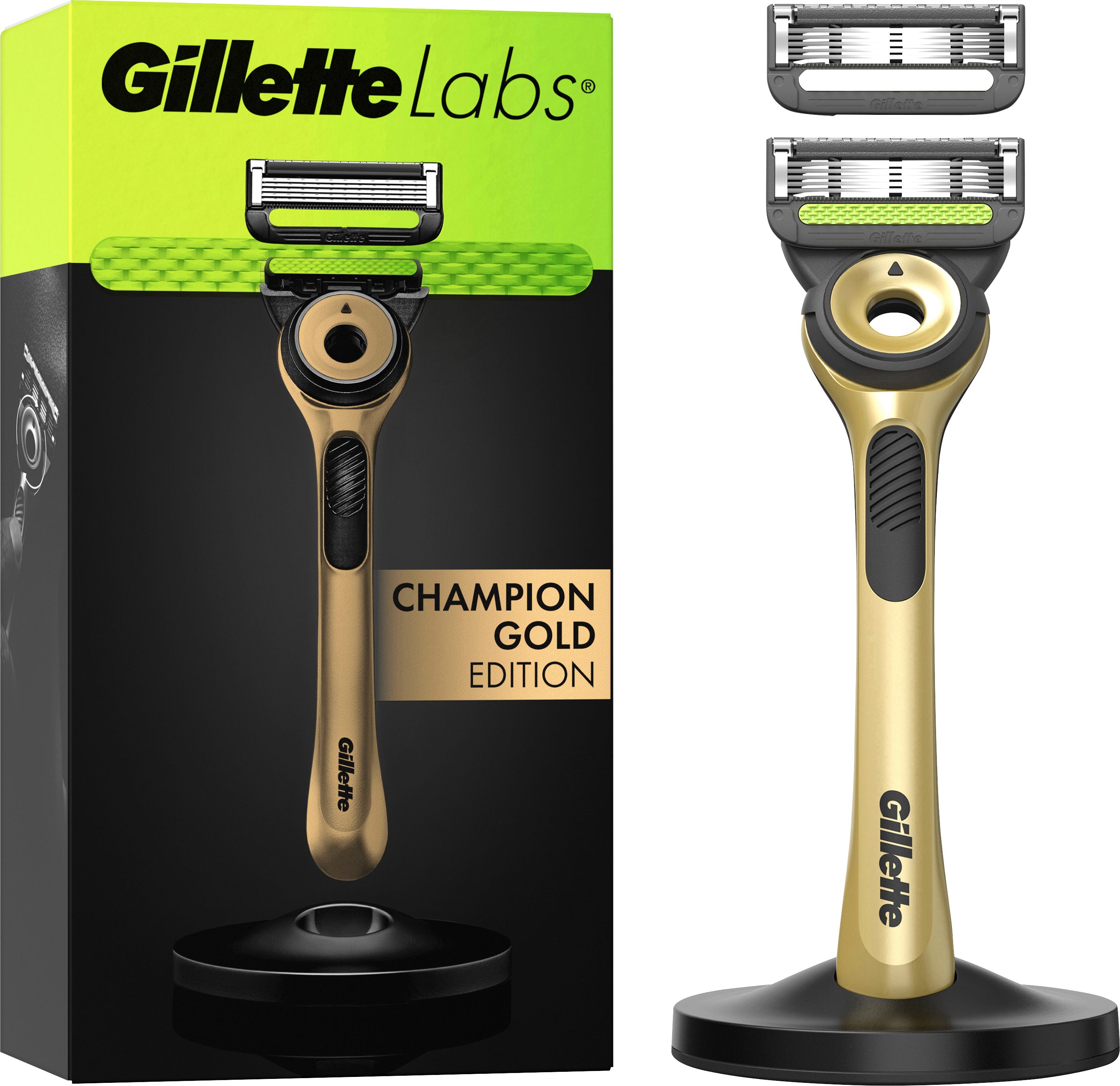 Gillette Nassrasierer Labs Champion Gold Edition, 1-tlg., inkl. 2 Ersatzklingen & Magnetischer Dock