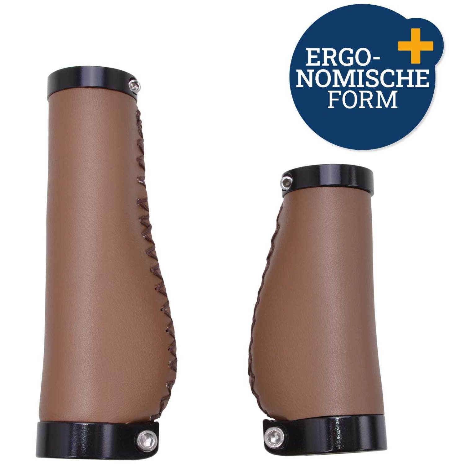 Diedrich Filmer GmbH Fahrradlenkergriff Fahrrad-Griffe Ergonomisch für Drehgriff Schaltung (2x Lenkergriffe, 2-St., Set), Set Kurz Lang Lenker-Griffe Ergo PU Leder Lenkergriffe Fahrradgriffe